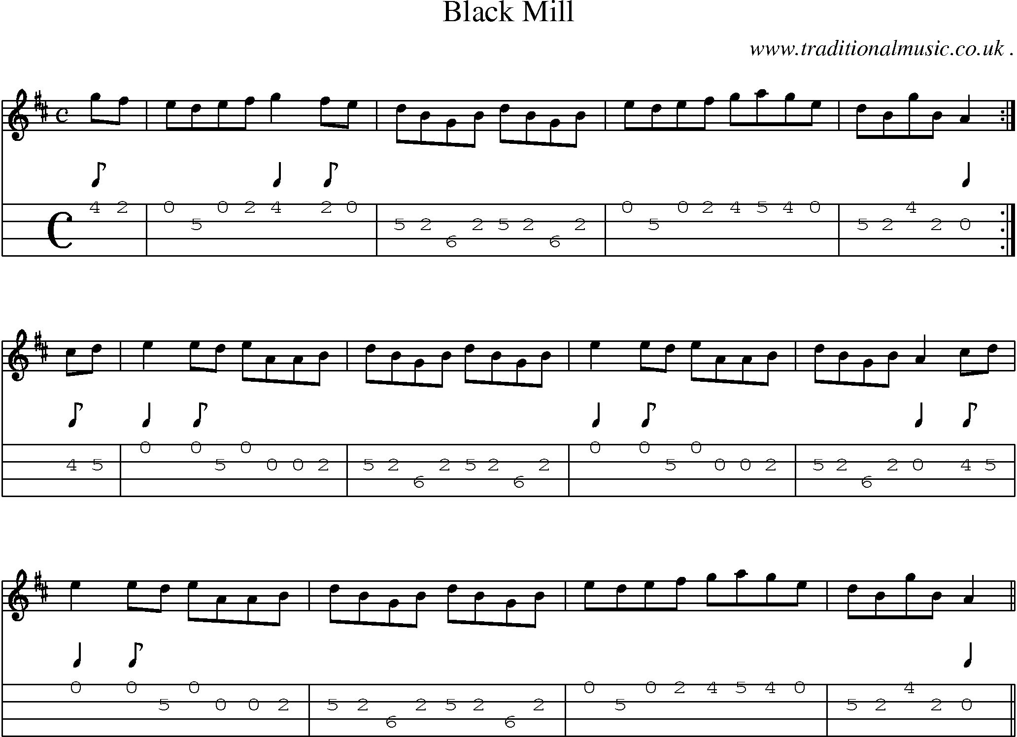 Sheet-Music and Mandolin Tabs for Black Mill