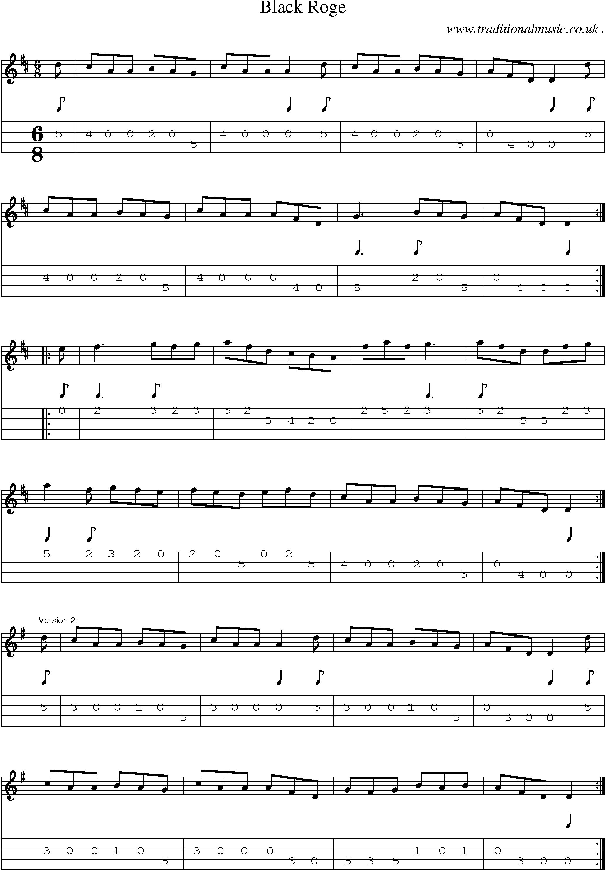 Sheet-Music and Mandolin Tabs for Black Roge