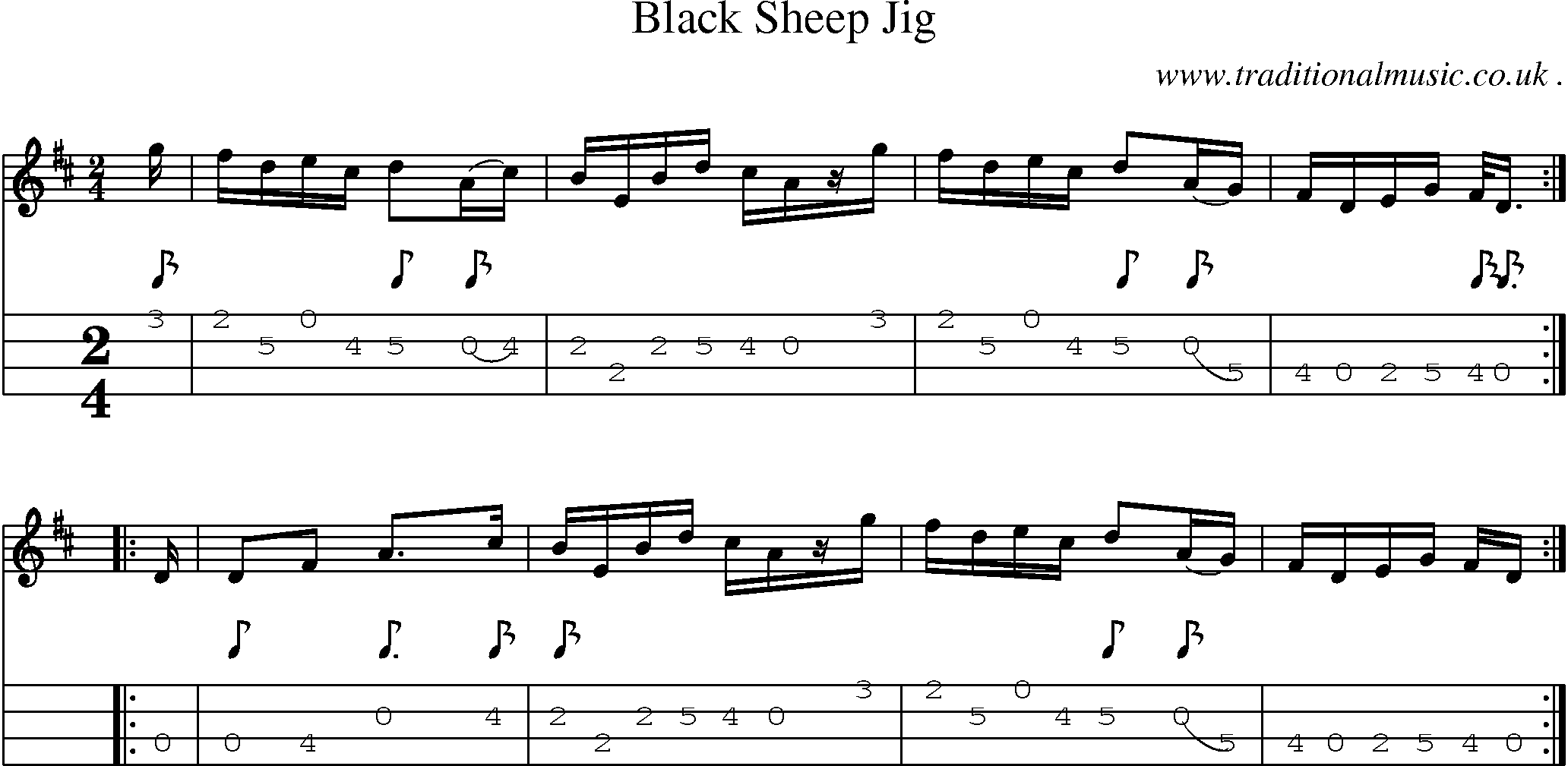 Sheet-Music and Mandolin Tabs for Black Sheep Jig