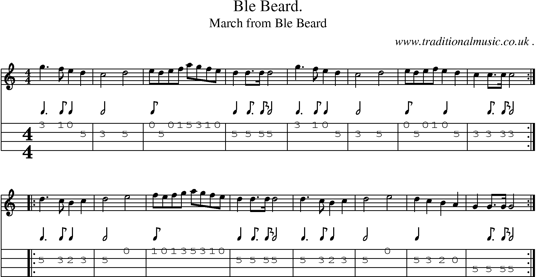 Sheet-Music and Mandolin Tabs for Ble Beard