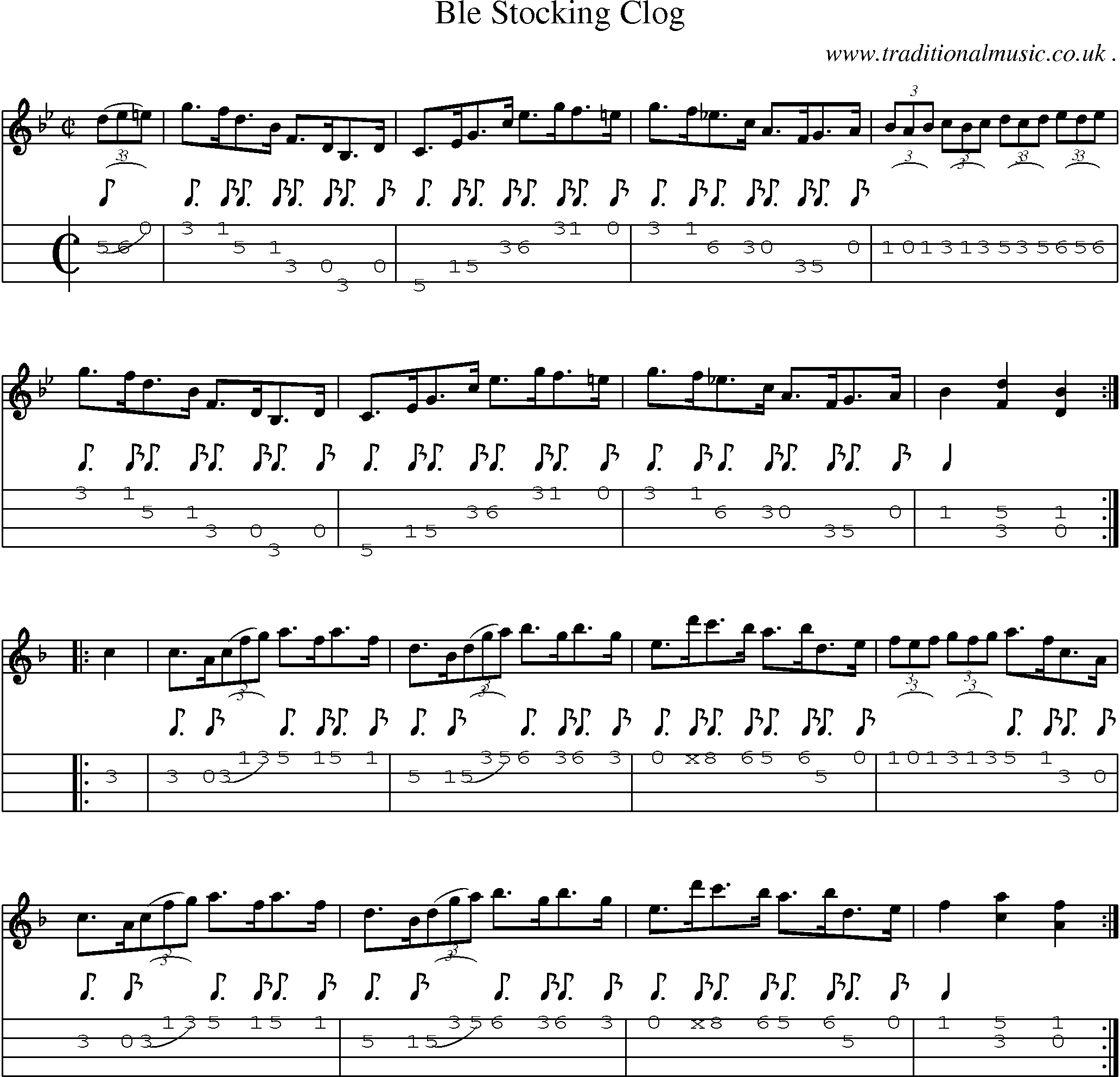 Sheet-Music and Mandolin Tabs for Ble Stocking Clog