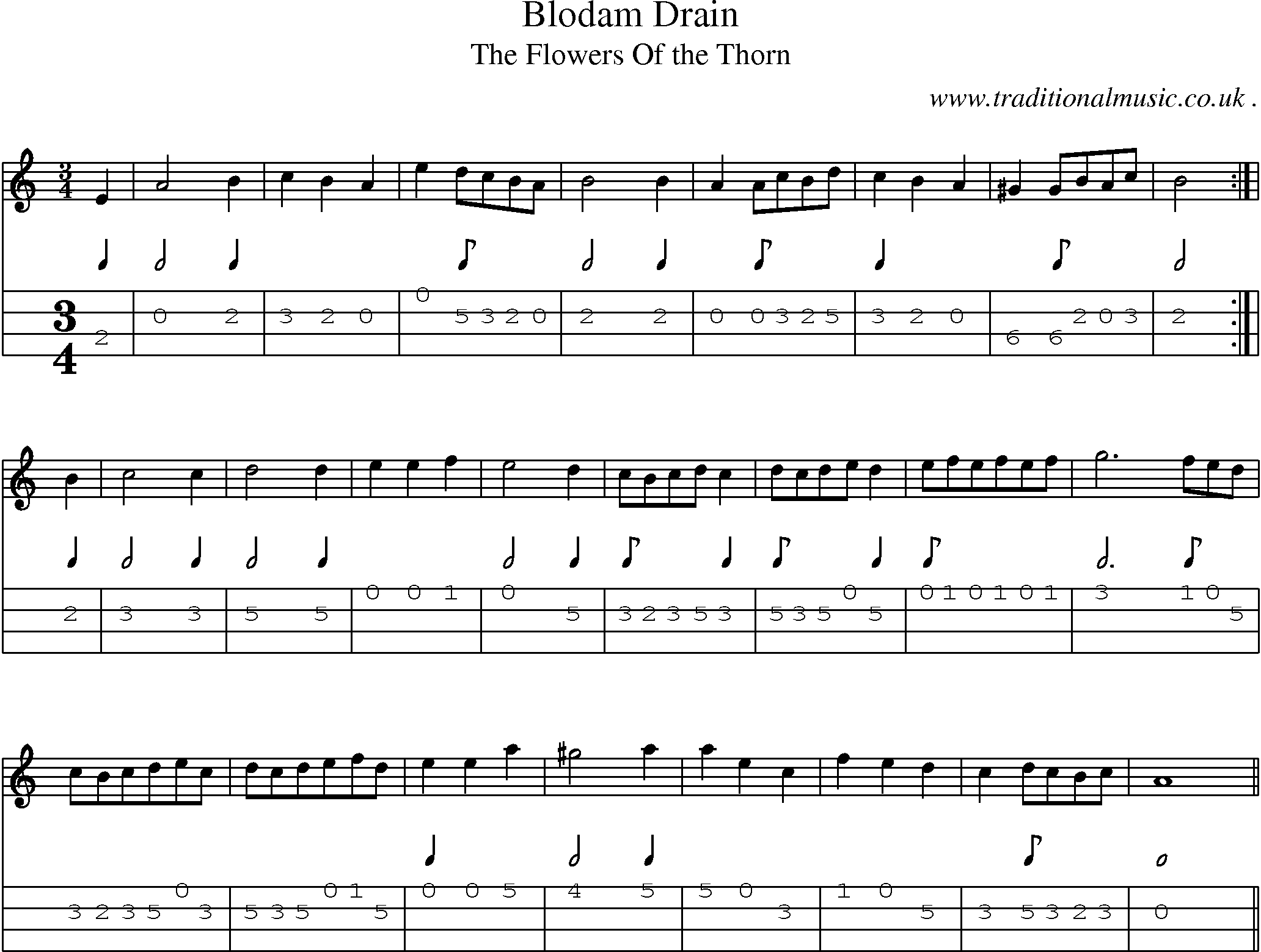 Sheet-Music and Mandolin Tabs for Blodam Drain