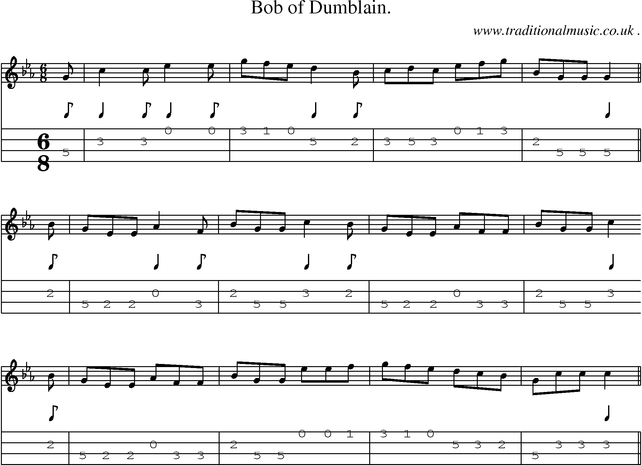 Sheet-Music and Mandolin Tabs for Bob Of Dumblain