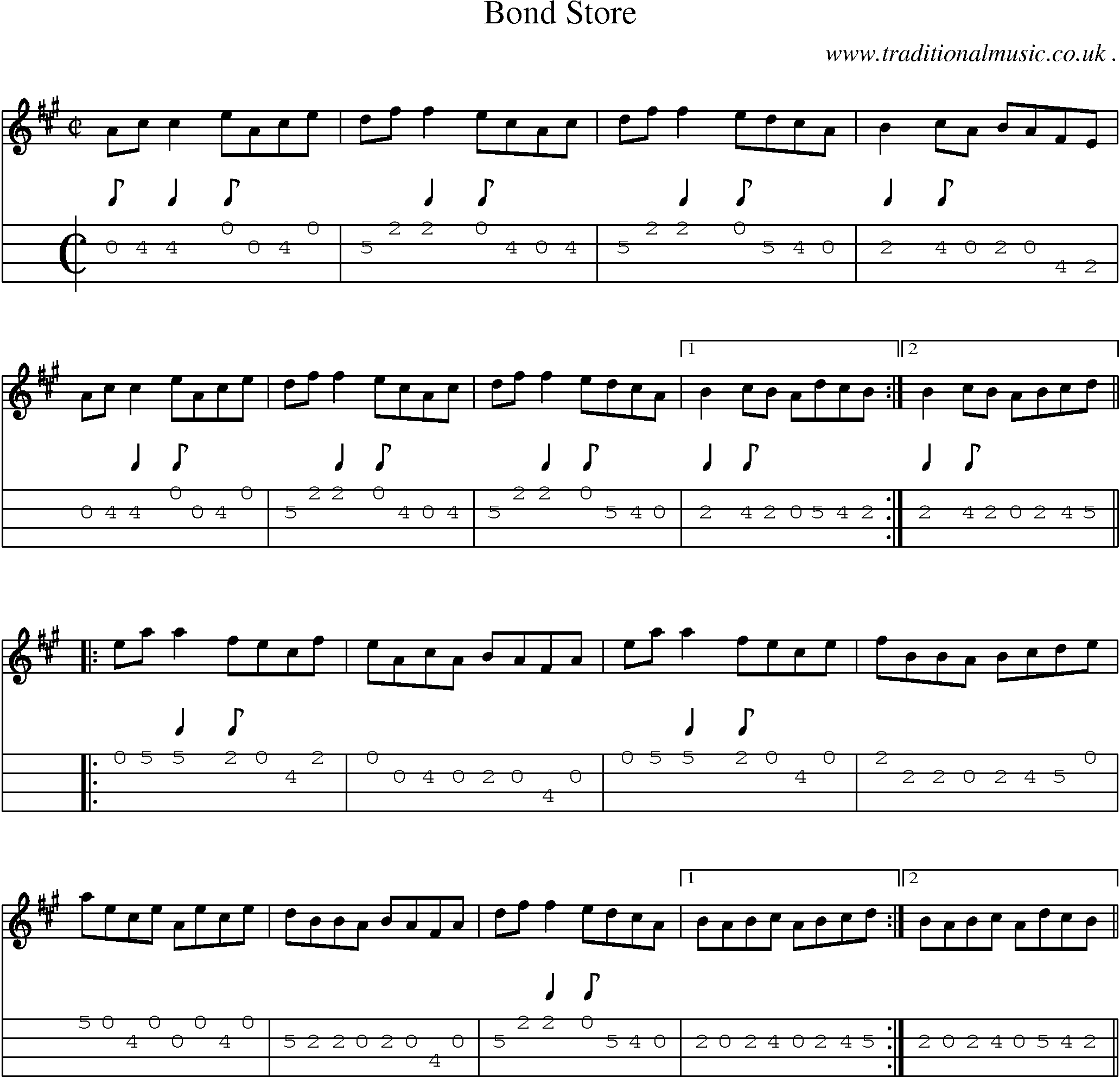 Sheet-Music and Mandolin Tabs for Bond Store
