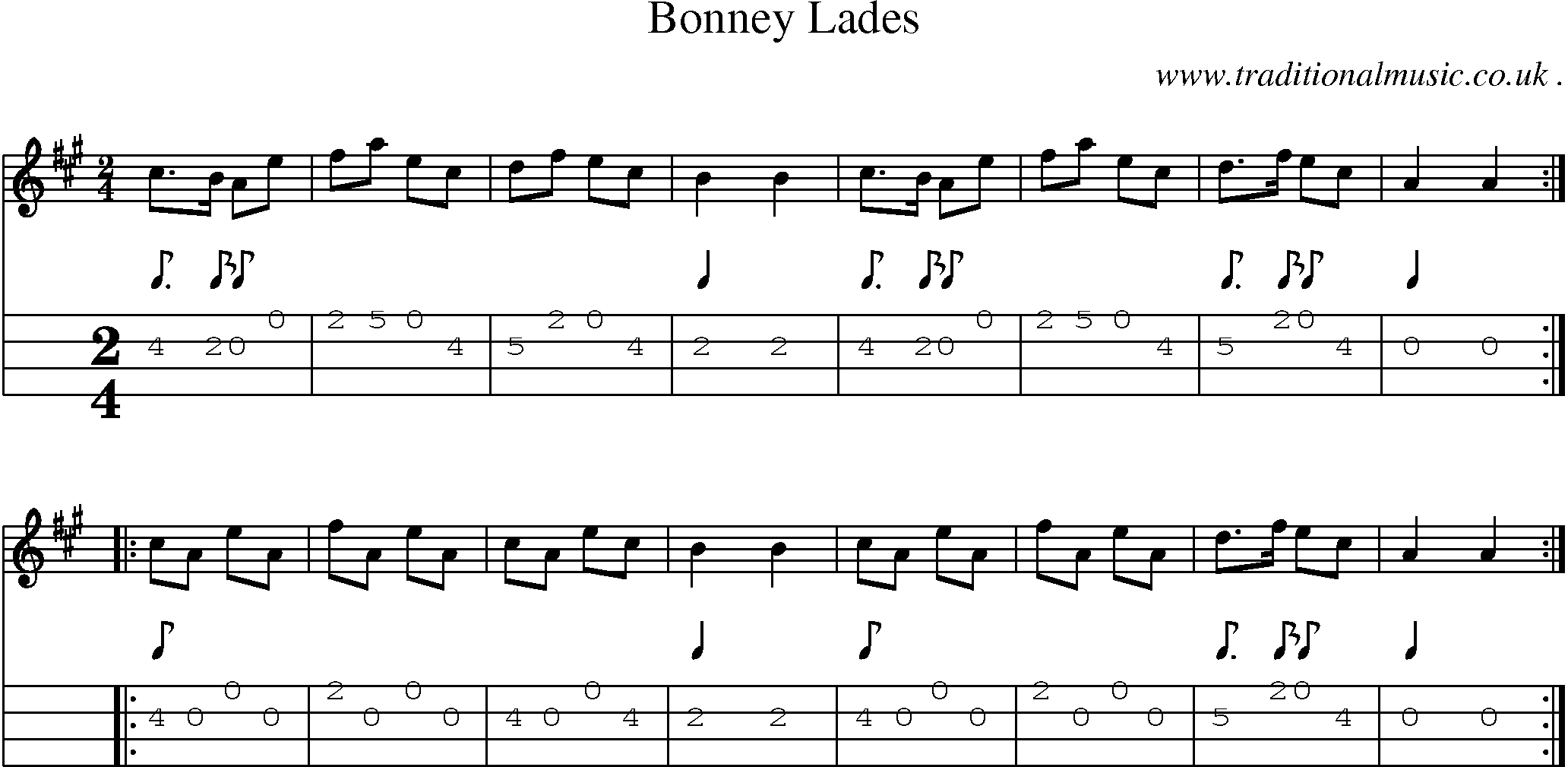 Sheet-Music and Mandolin Tabs for Bonney Lades