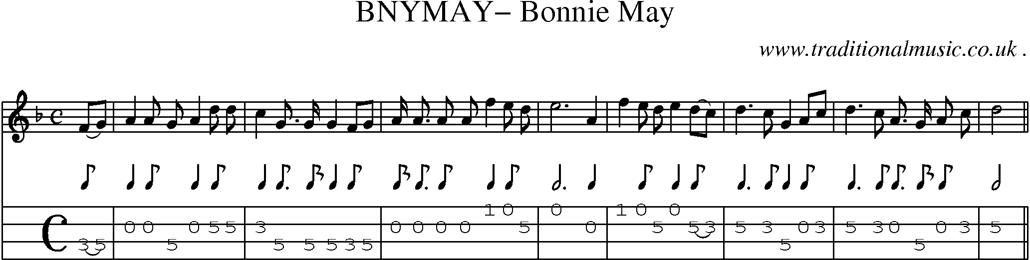 Sheet-Music and Mandolin Tabs for Bonnie May