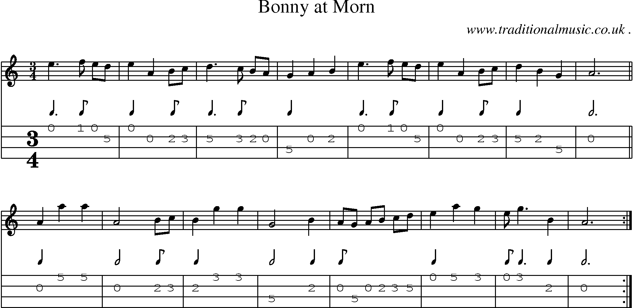 Sheet-Music and Mandolin Tabs for Bonny At Morn
