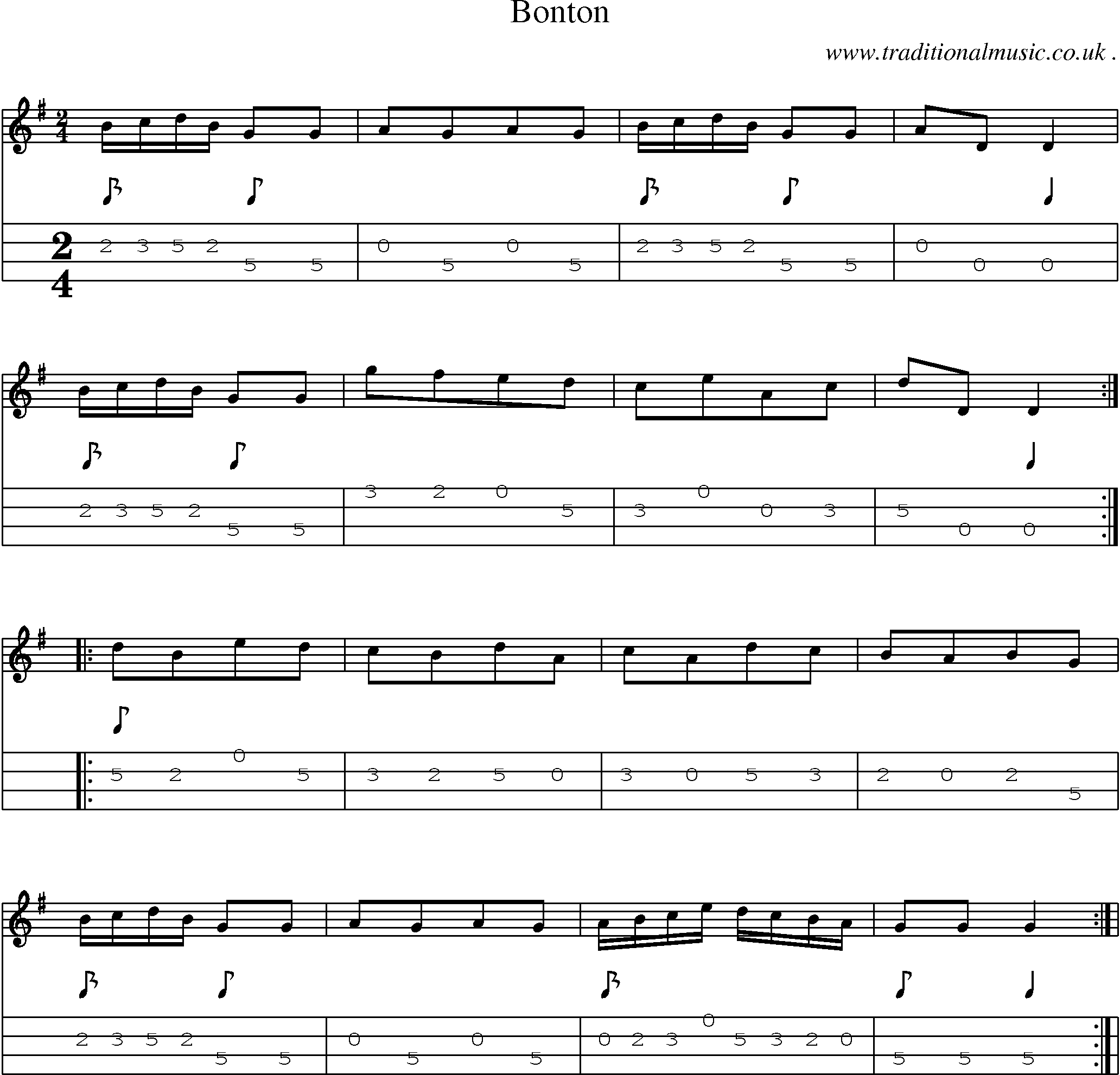 Sheet-Music and Mandolin Tabs for Bonton