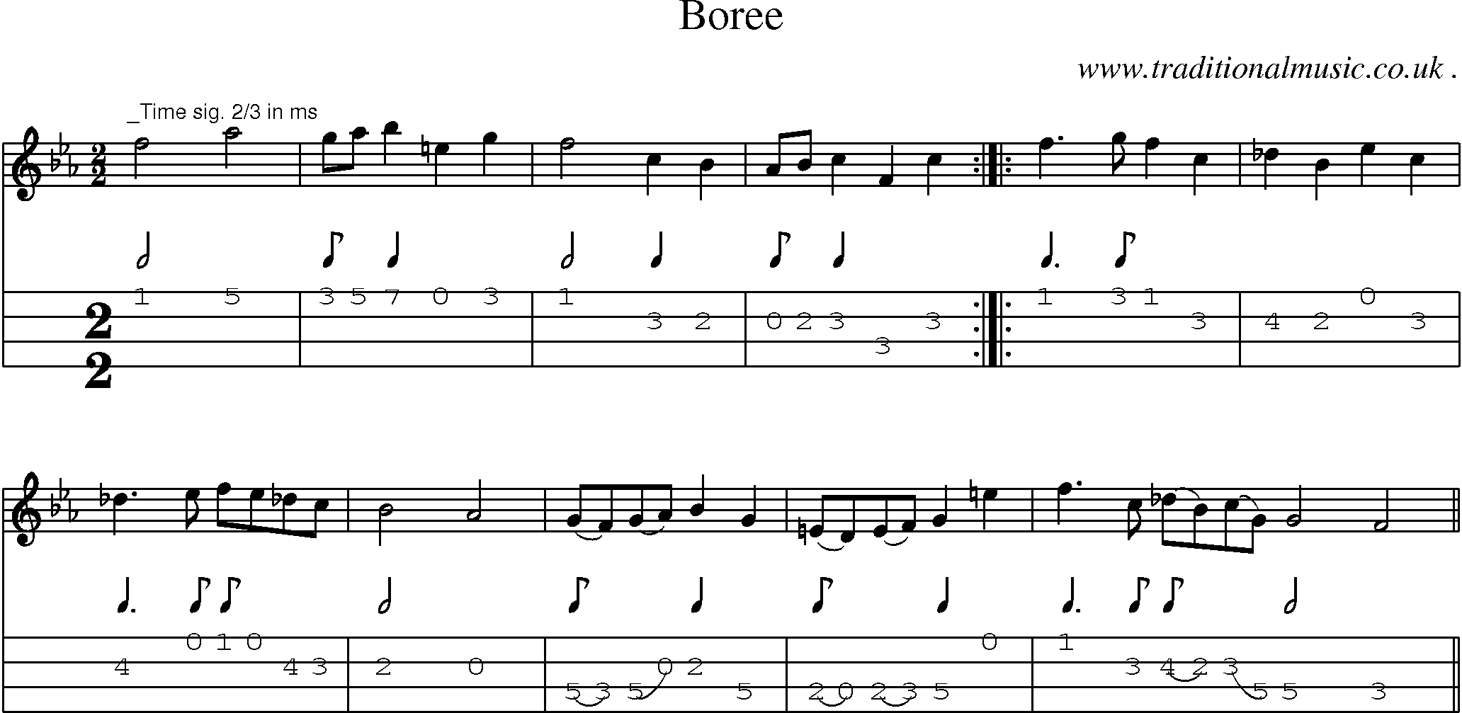 Sheet-Music and Mandolin Tabs for Boree
