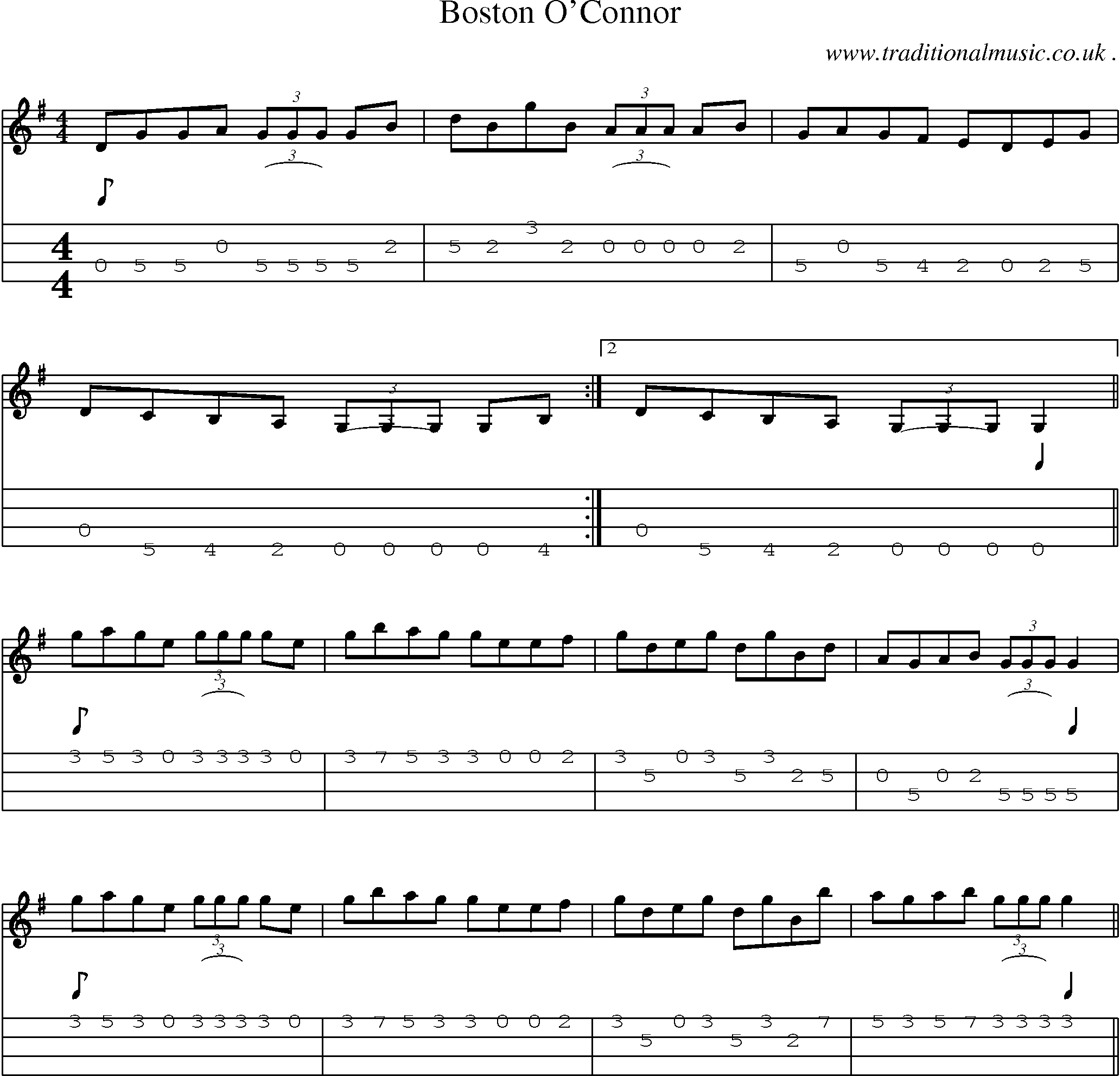 Sheet-Music and Mandolin Tabs for Boston Oconnor