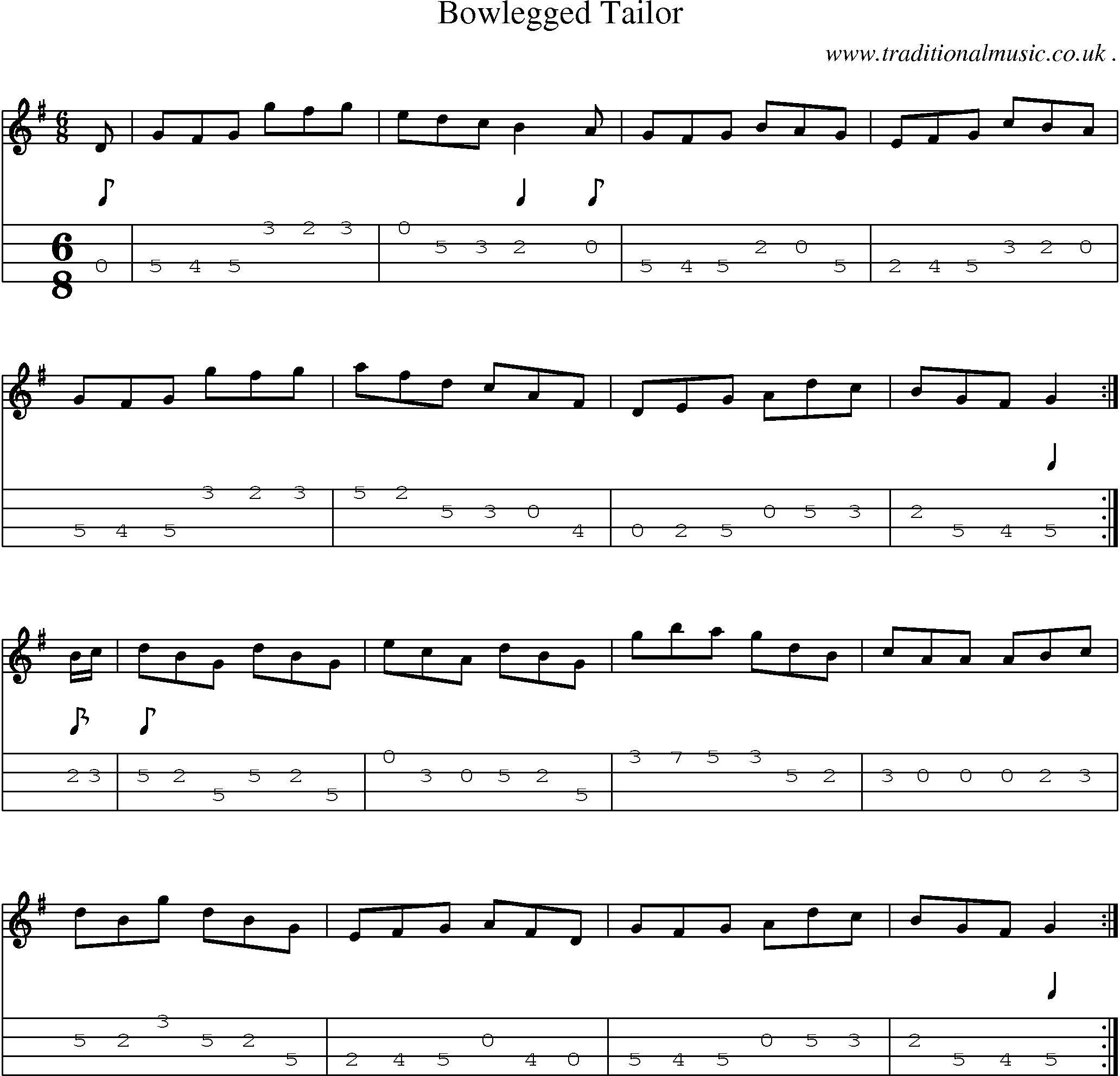 Sheet-Music and Mandolin Tabs for Bowlegged Tailor