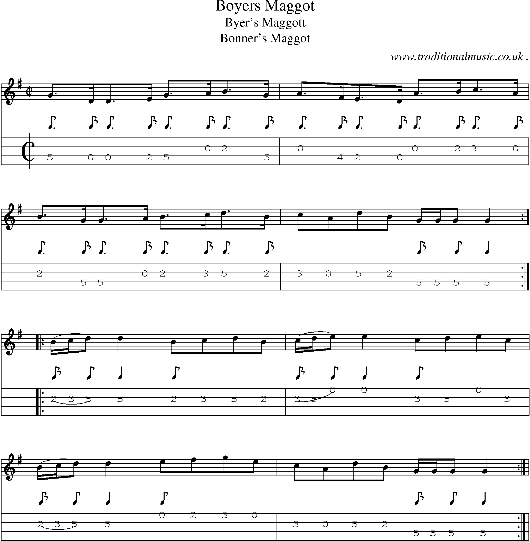 Sheet-Music and Mandolin Tabs for Boyers Maggot