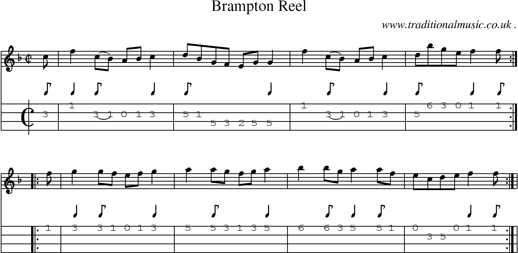 Sheet-Music and Mandolin Tabs for Brampton Reel