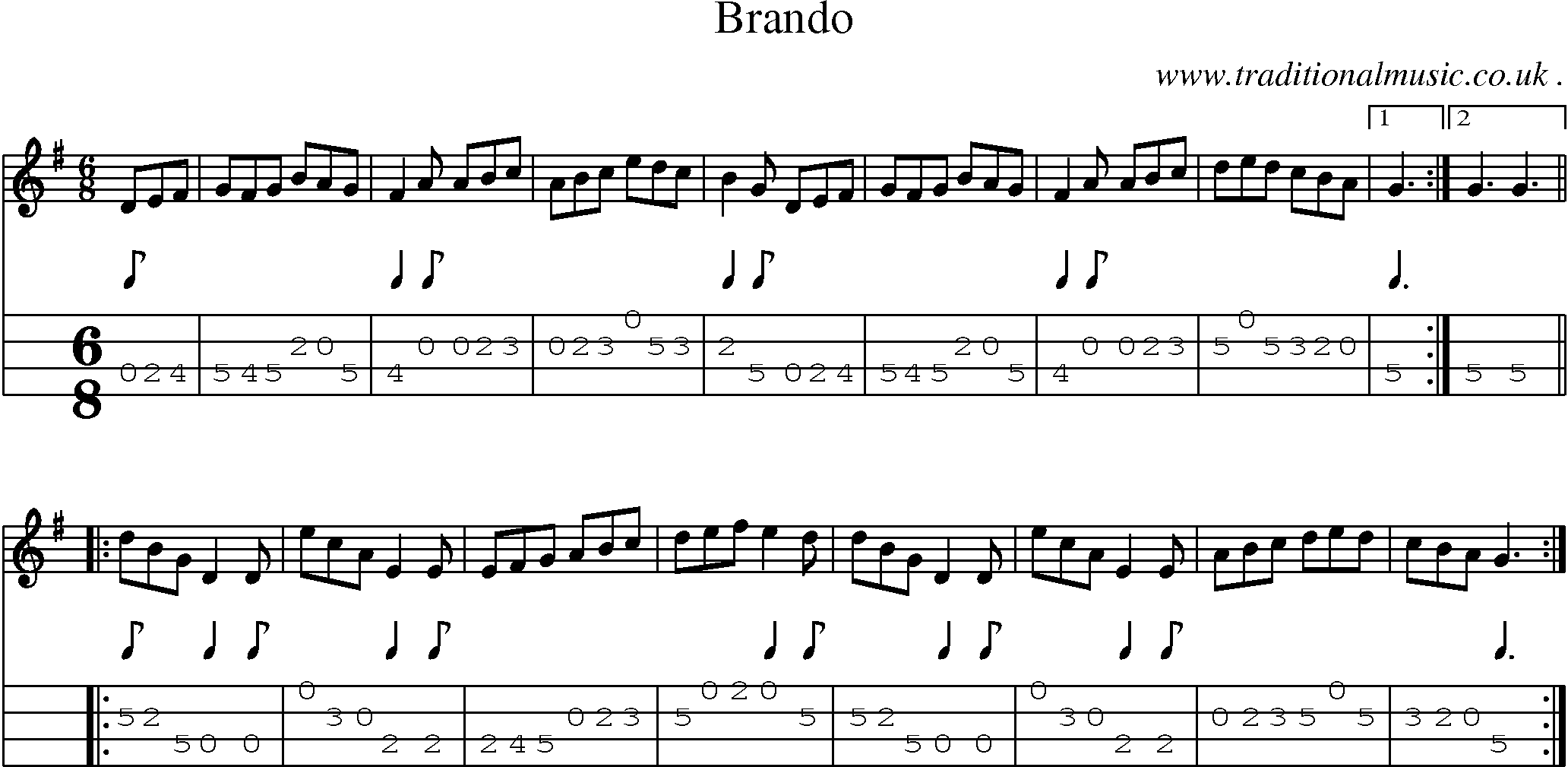 Sheet-Music and Mandolin Tabs for Brando
