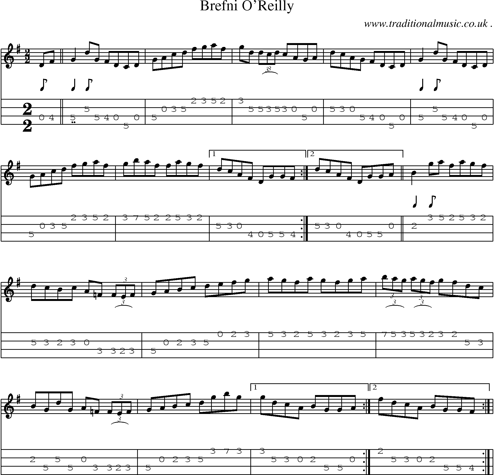 Sheet-Music and Mandolin Tabs for Brefni Oreilly