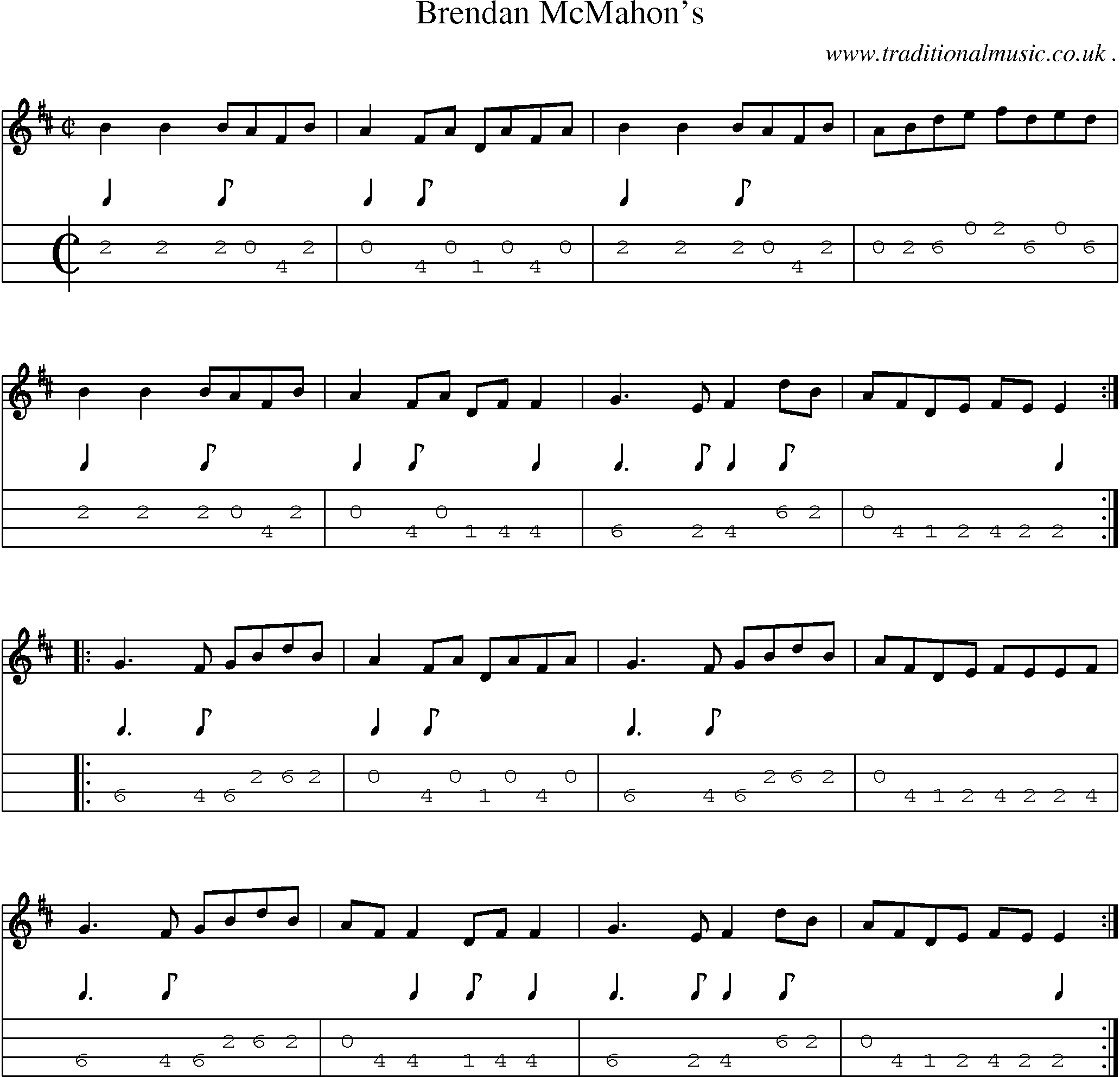 Sheet-Music and Mandolin Tabs for Brendan Mcmahons