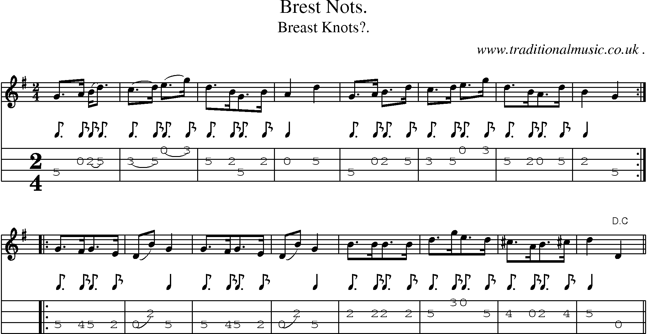Sheet-Music and Mandolin Tabs for Brest Nots