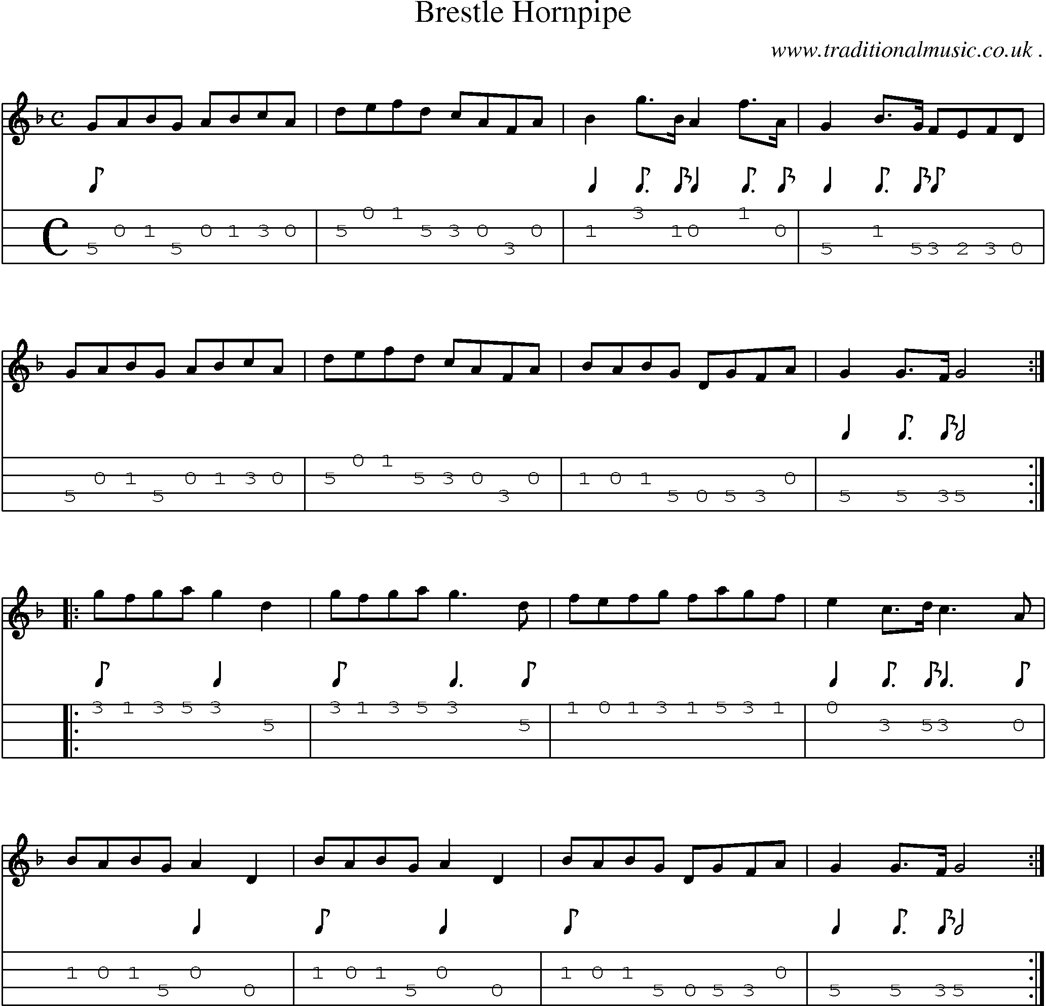 Sheet-Music and Mandolin Tabs for Brestle Hornpipe