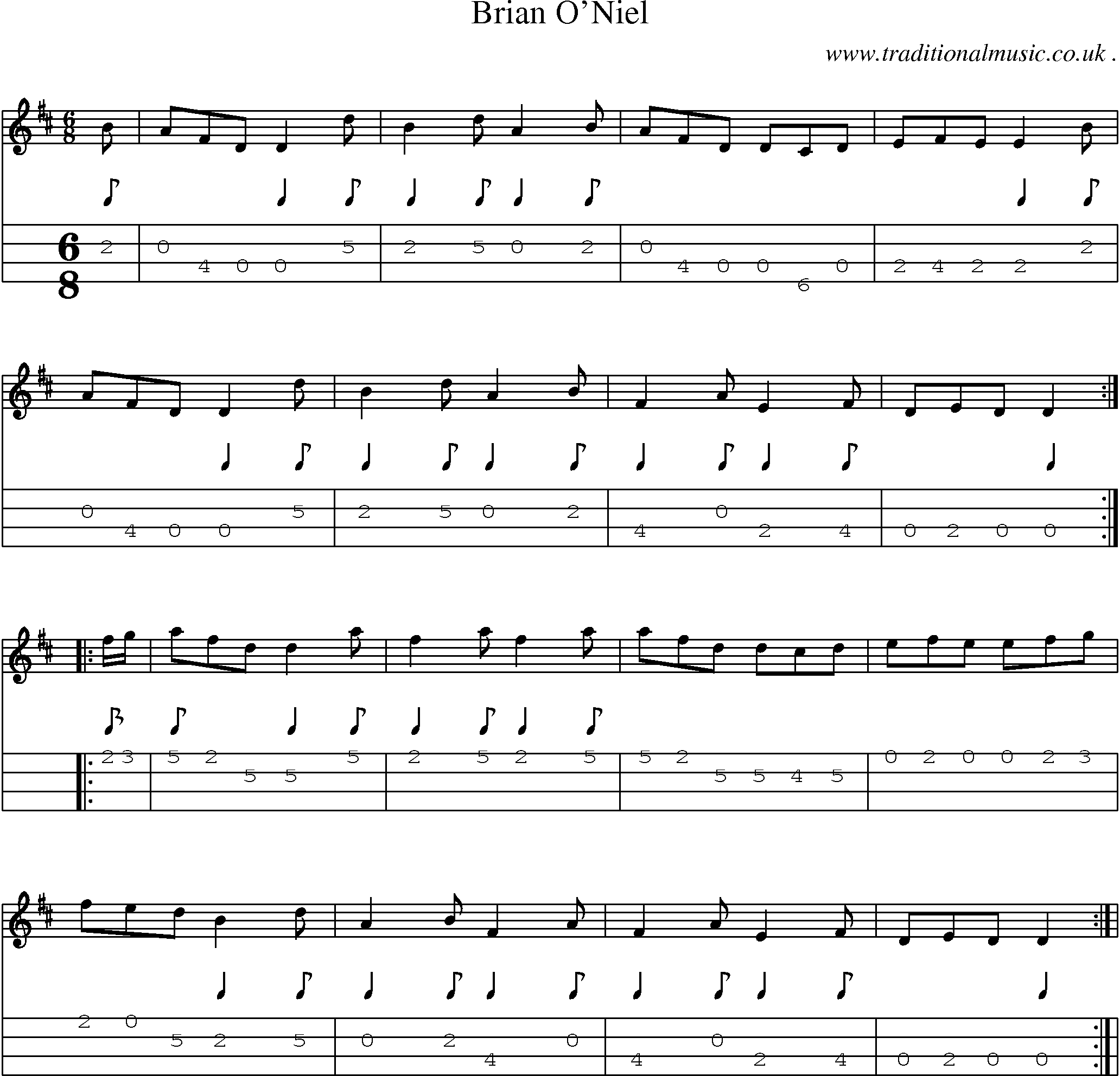 Sheet-Music and Mandolin Tabs for Brian Oniel