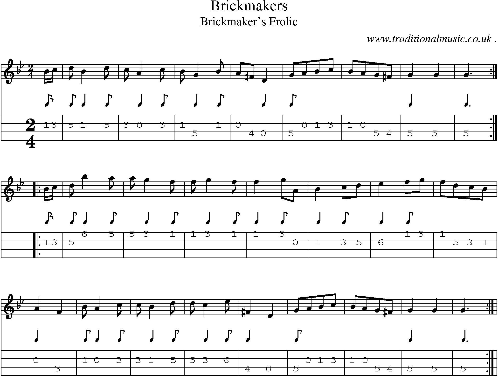 Sheet-Music and Mandolin Tabs for Brickmakers