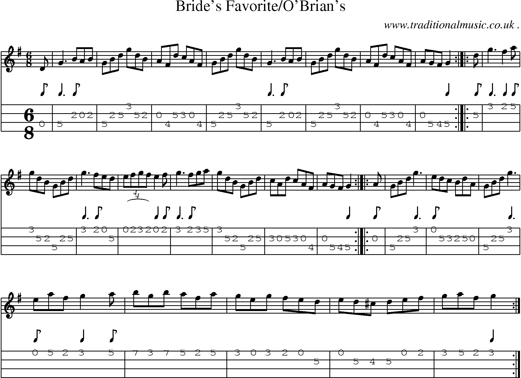 Sheet-Music and Mandolin Tabs for Brides Favoriteobrians