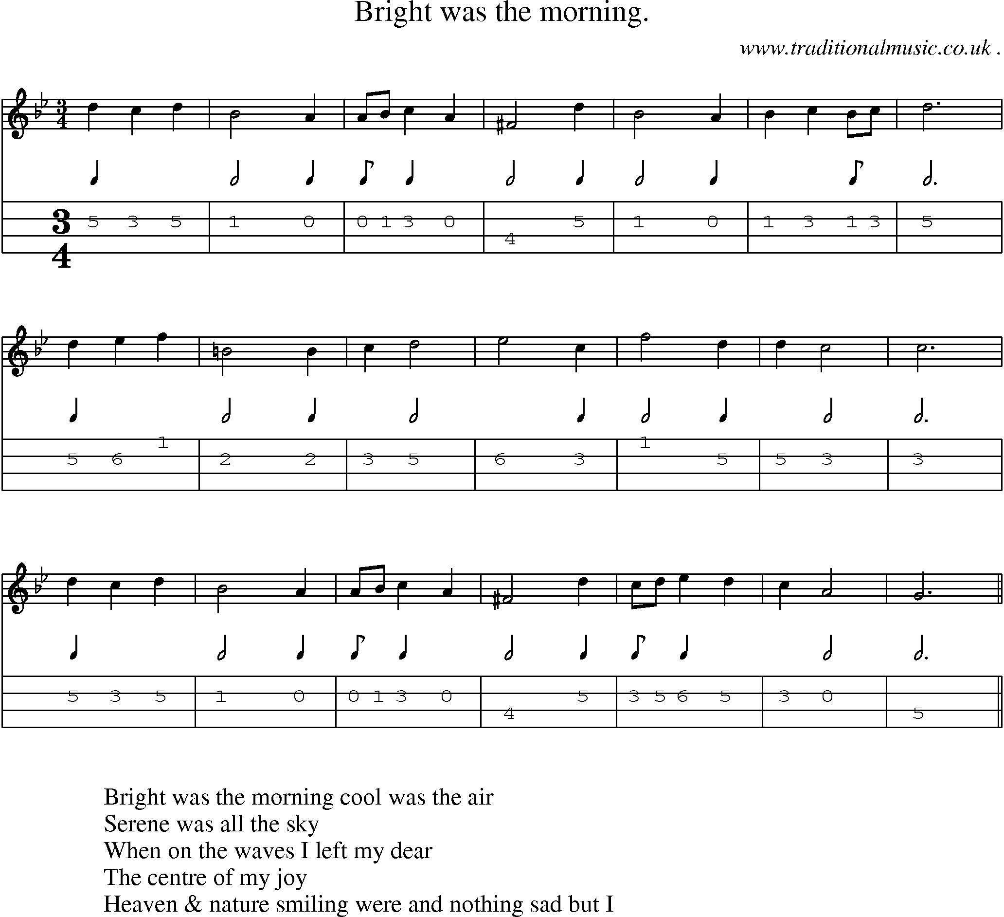 Sheet-Music and Mandolin Tabs for Bright Was The Morning