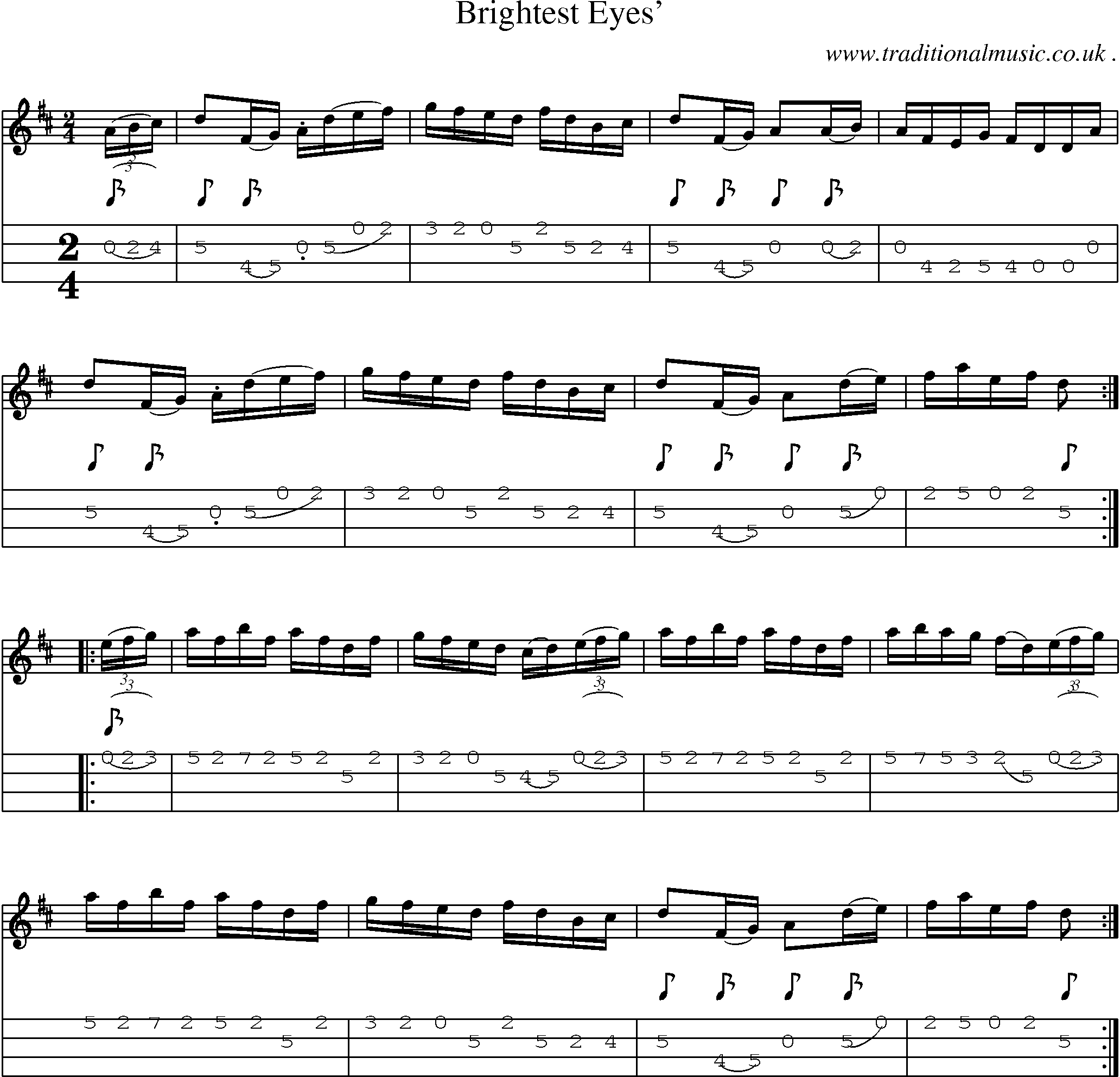 Sheet-Music and Mandolin Tabs for Brightest Eyes
