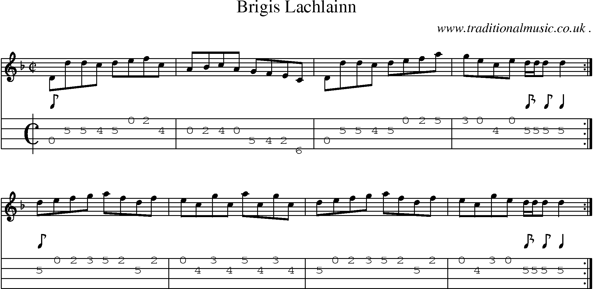 Sheet-Music and Mandolin Tabs for Brigis Lachlainn