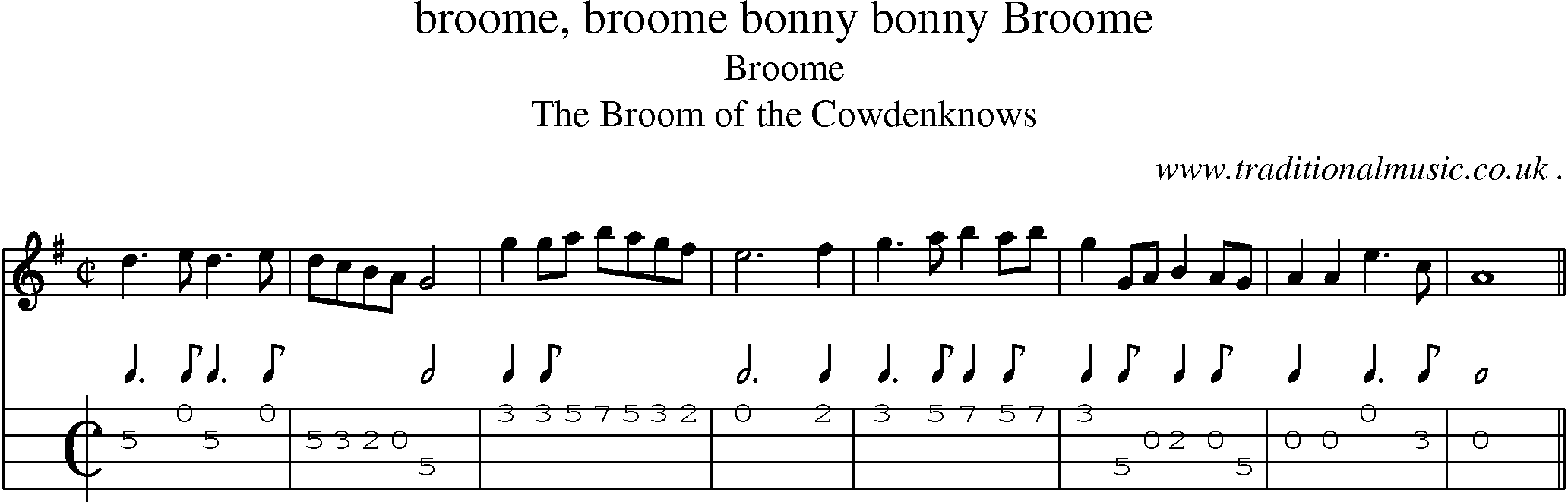 Sheet-Music and Mandolin Tabs for Broome Broome Bonny Bonny Broome