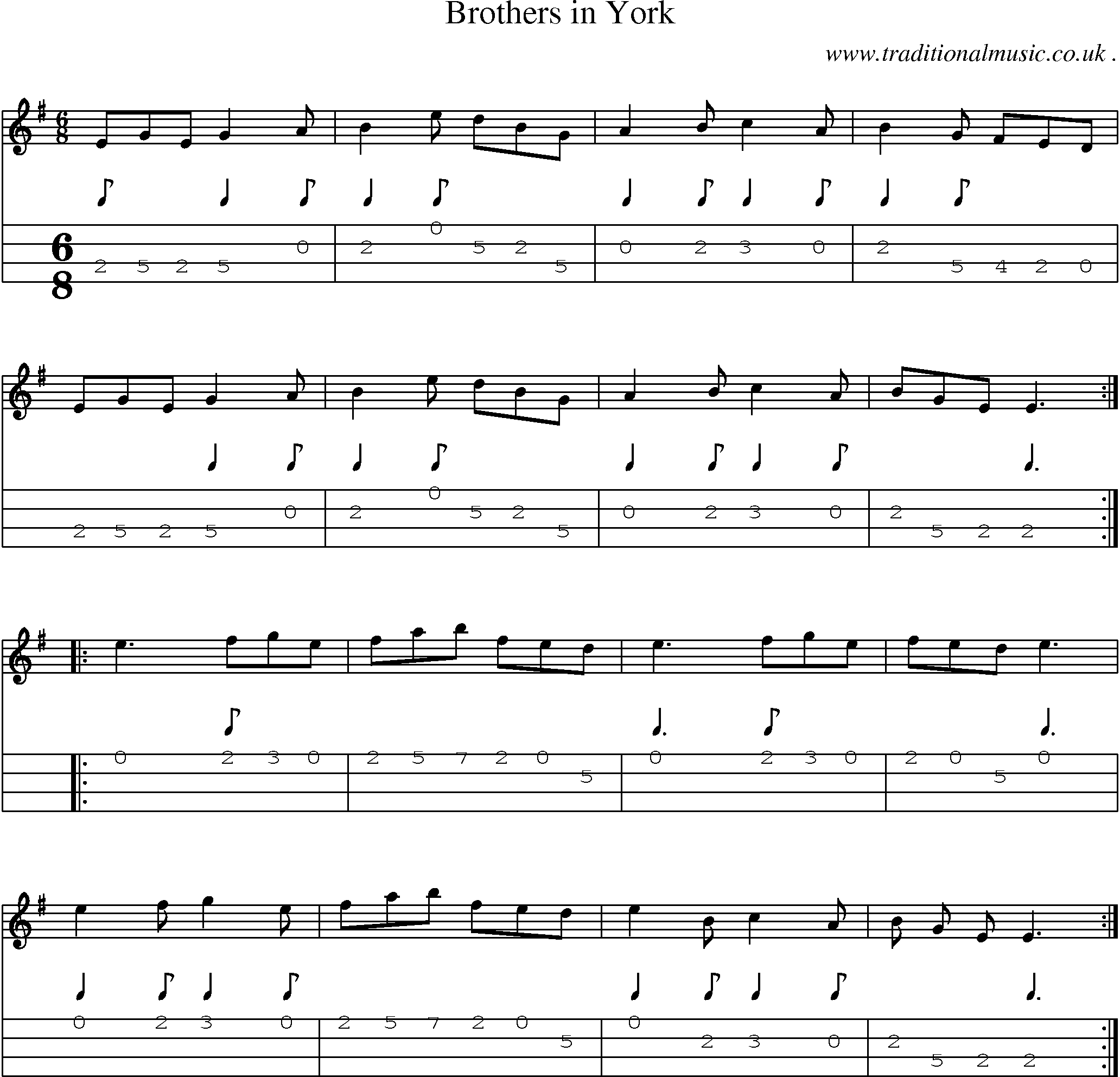 Sheet-Music and Mandolin Tabs for Brothers In York