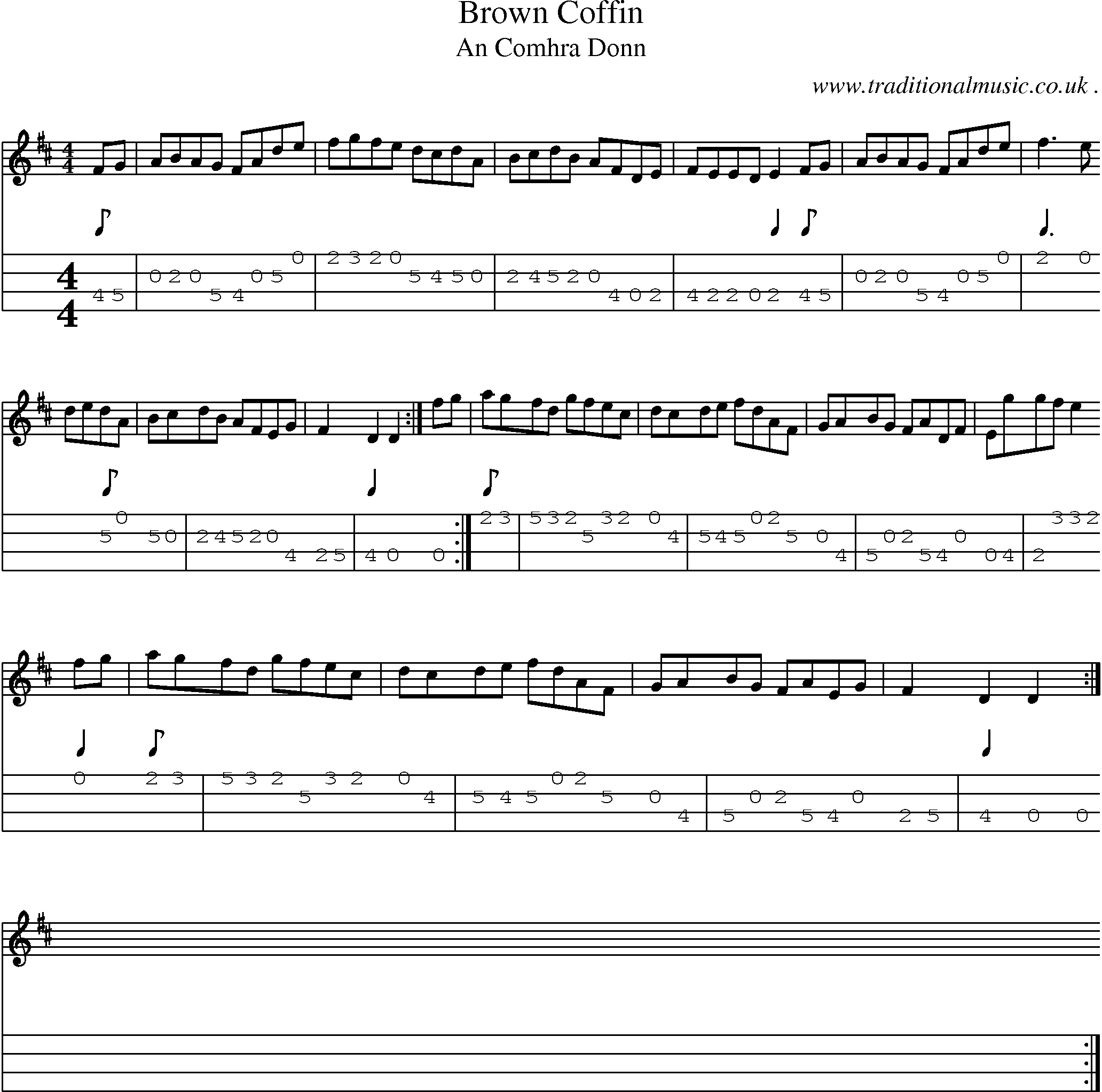 Sheet-Music and Mandolin Tabs for Brown Coffin
