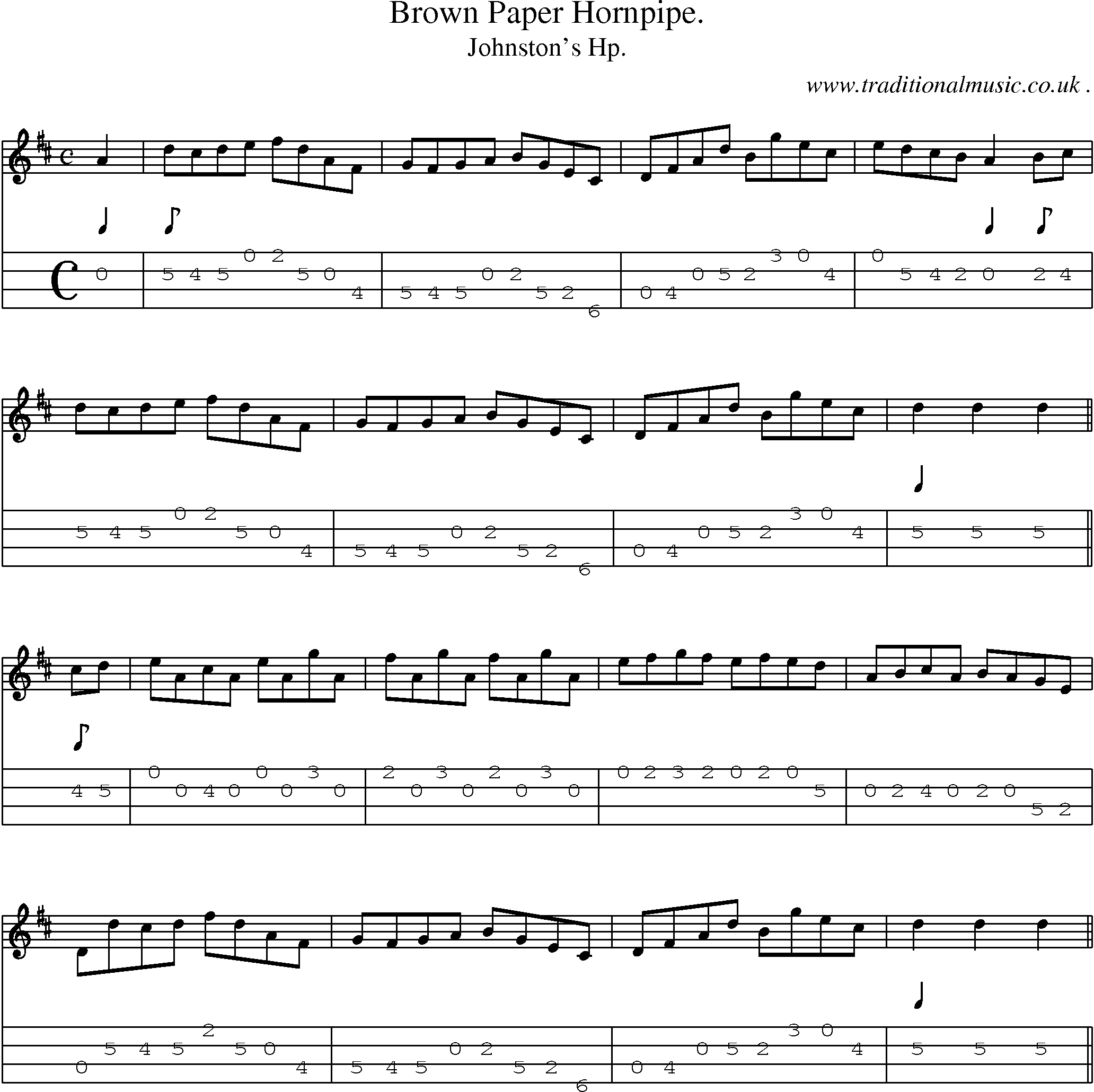 Sheet-Music and Mandolin Tabs for Brown Paper Hornpipe