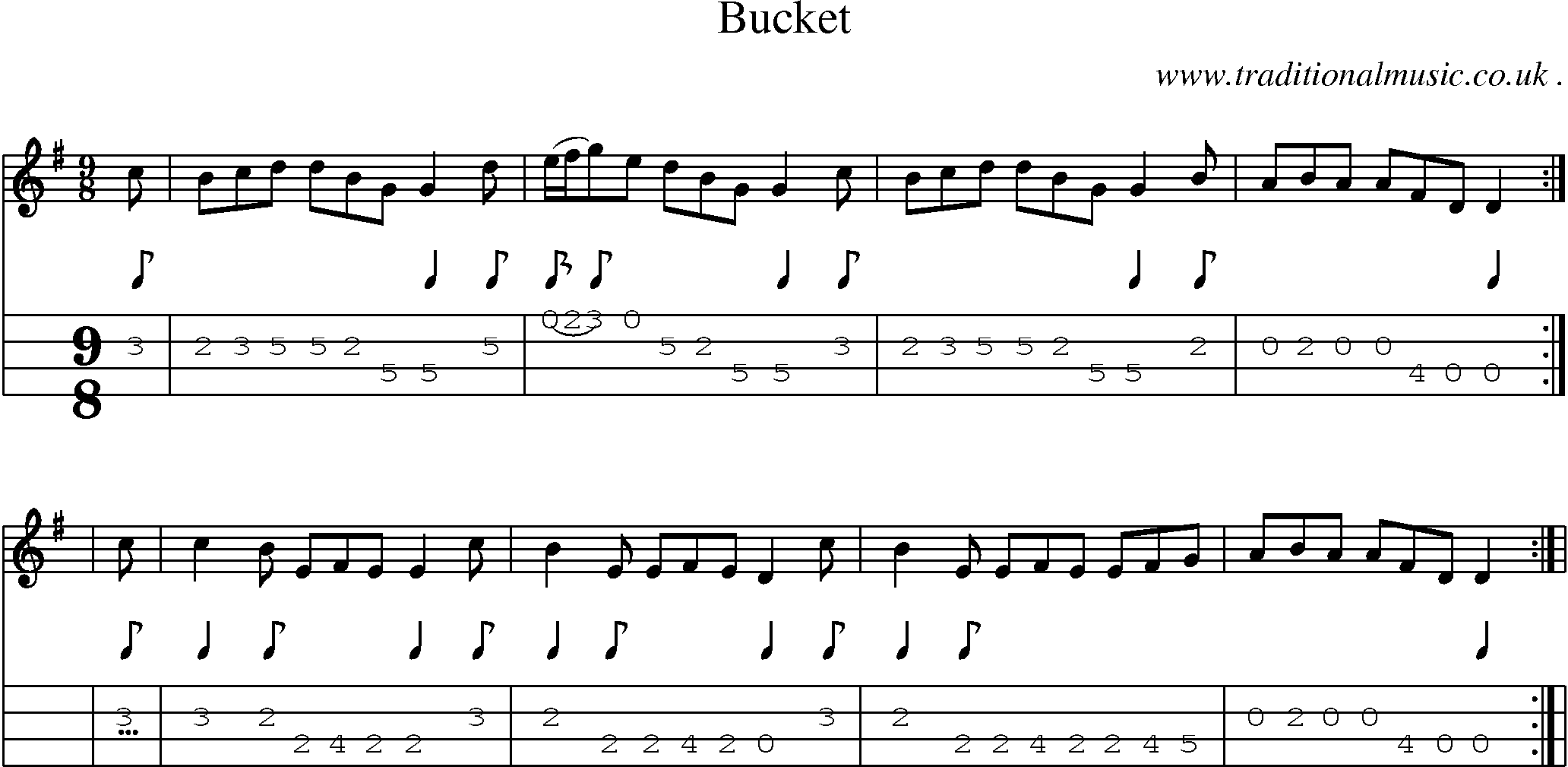 Sheet-Music and Mandolin Tabs for Bucket