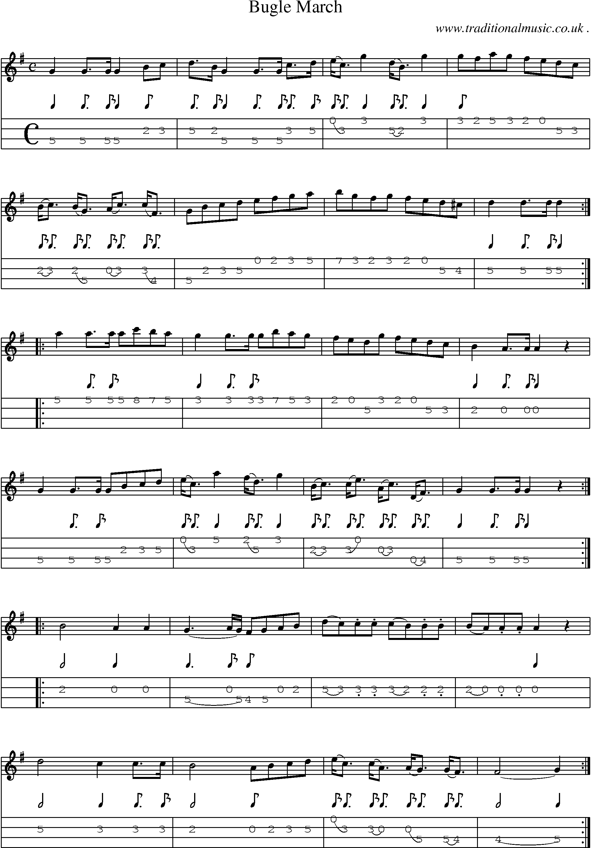 Sheet-Music and Mandolin Tabs for Bugle March