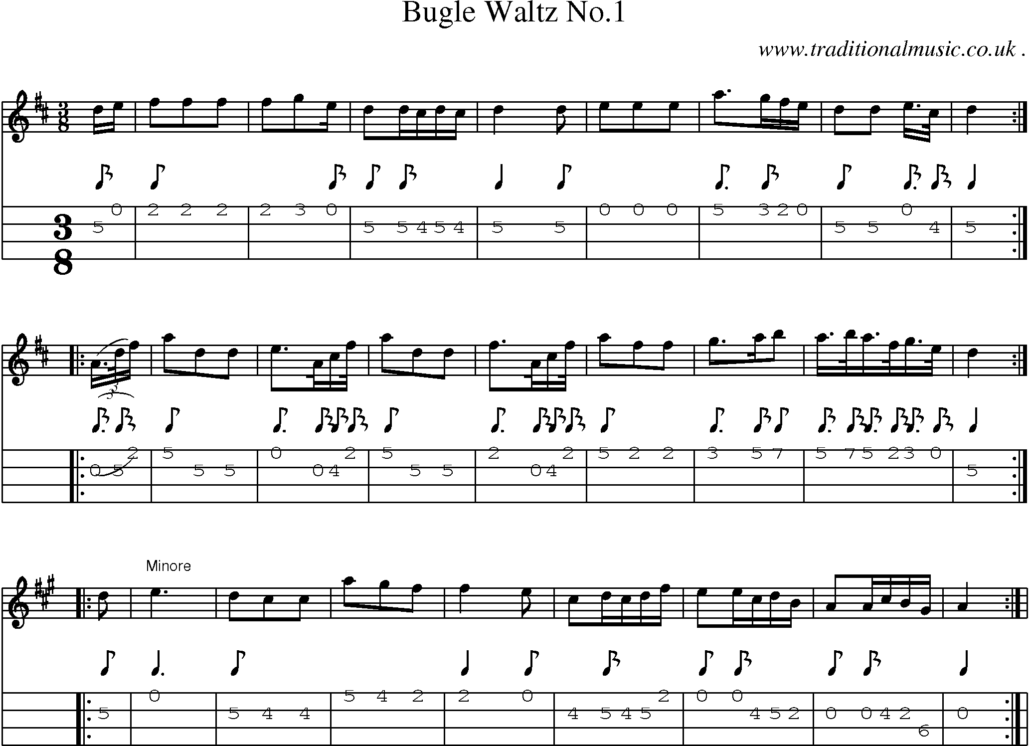 Sheet-Music and Mandolin Tabs for Bugle Waltz No1