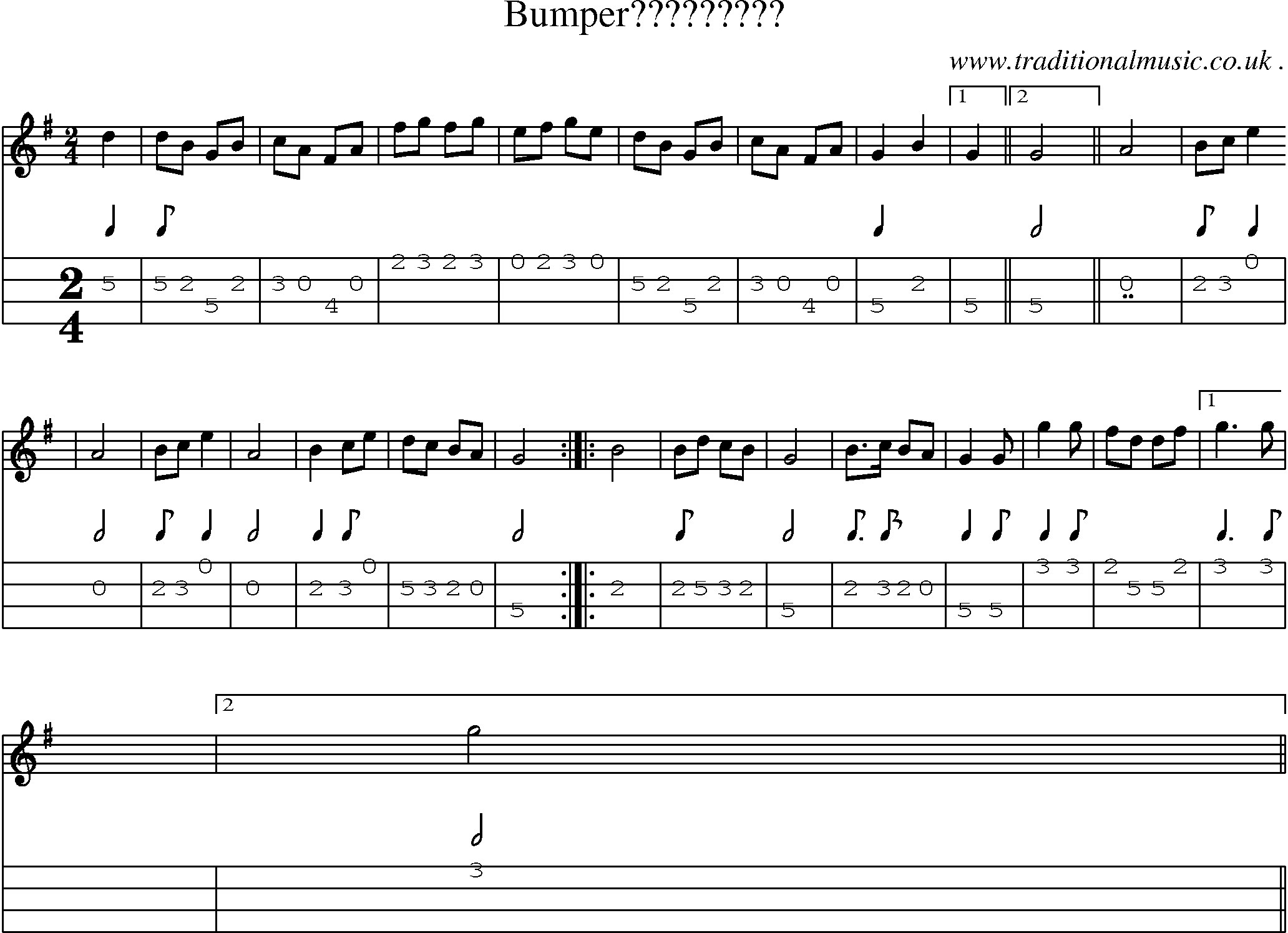 Sheet-Music and Mandolin Tabs for Bumper