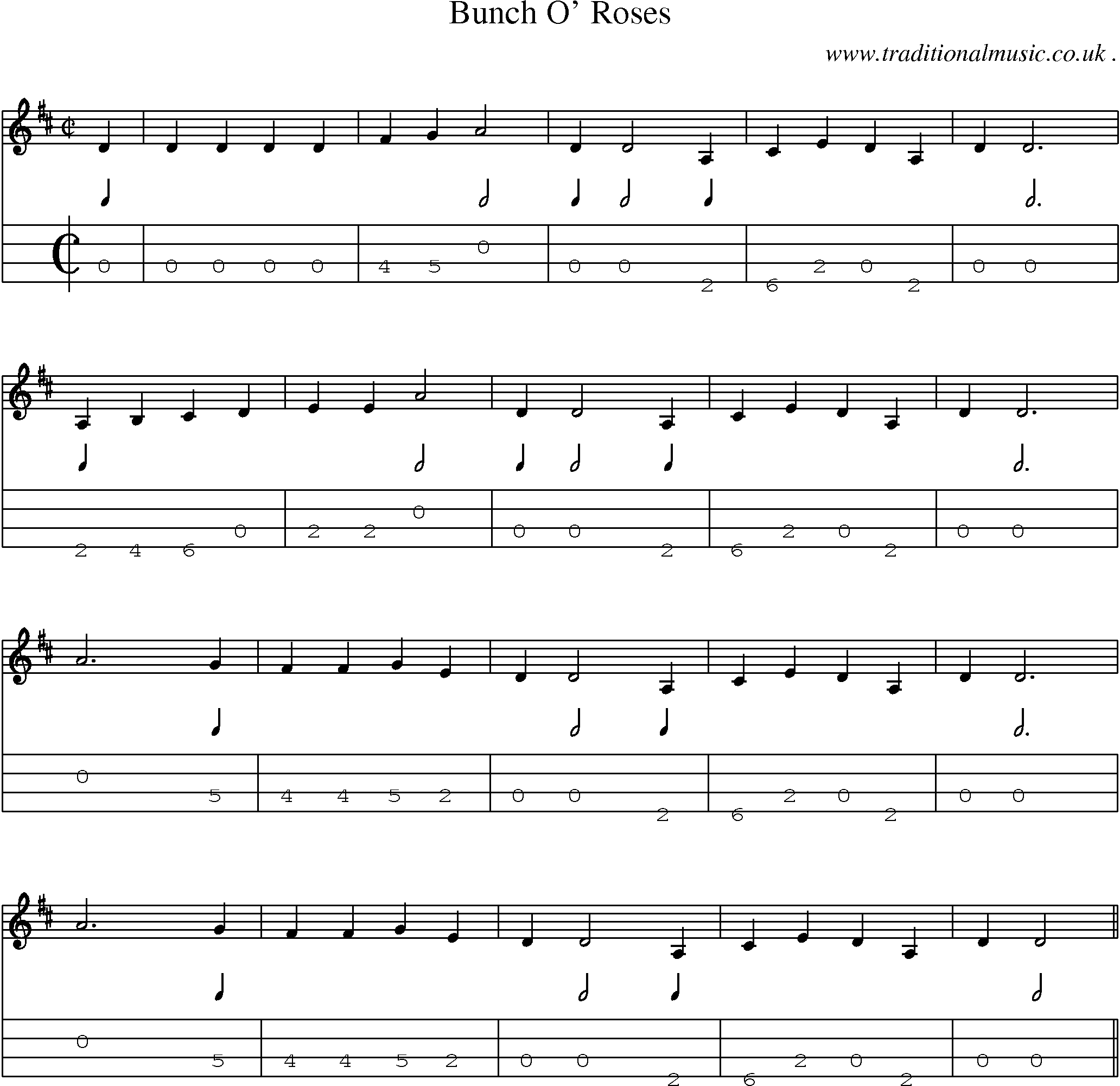 Sheet-Music and Mandolin Tabs for Bunch O Roses