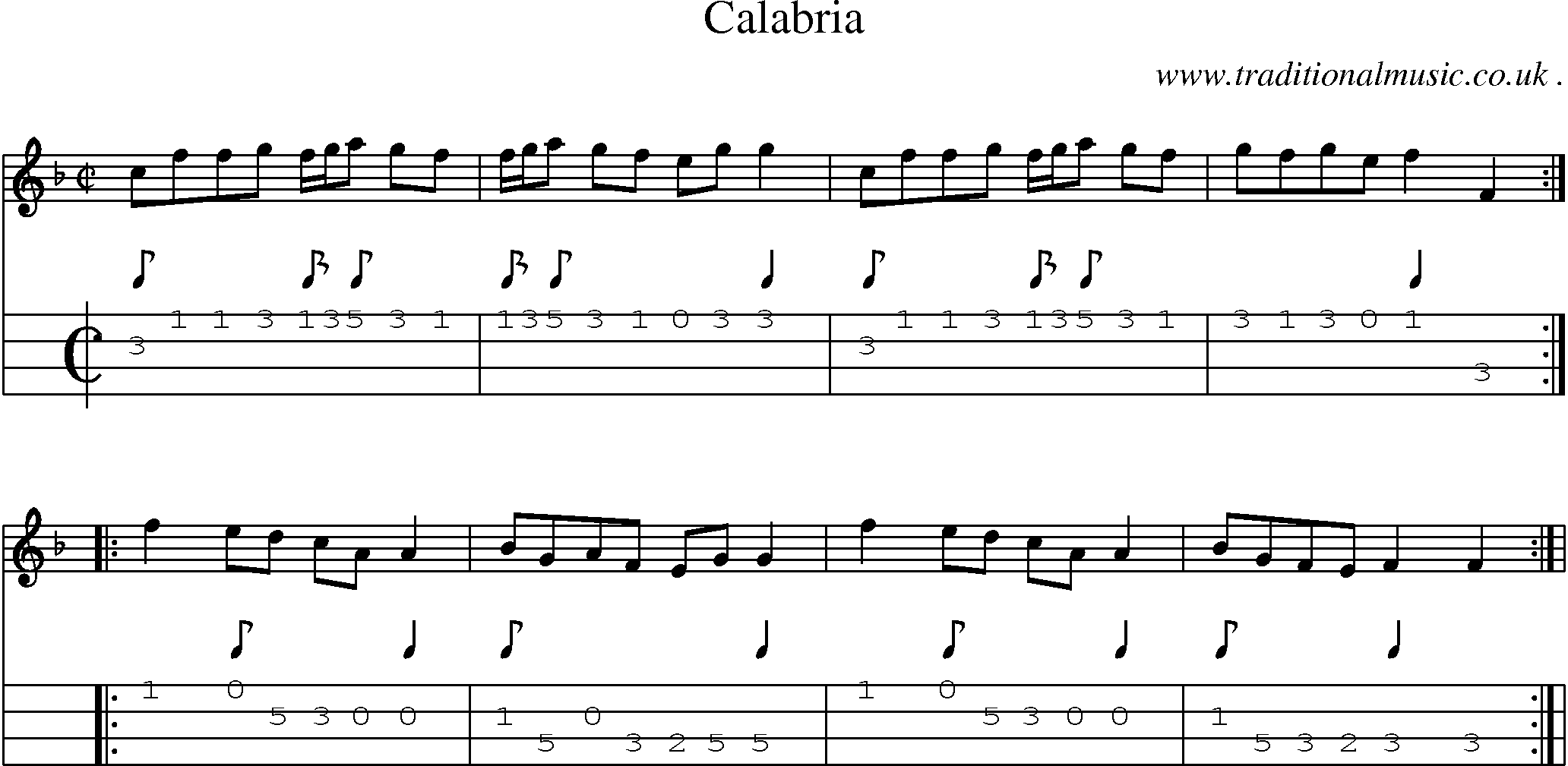Sheet-Music and Mandolin Tabs for Calabria
