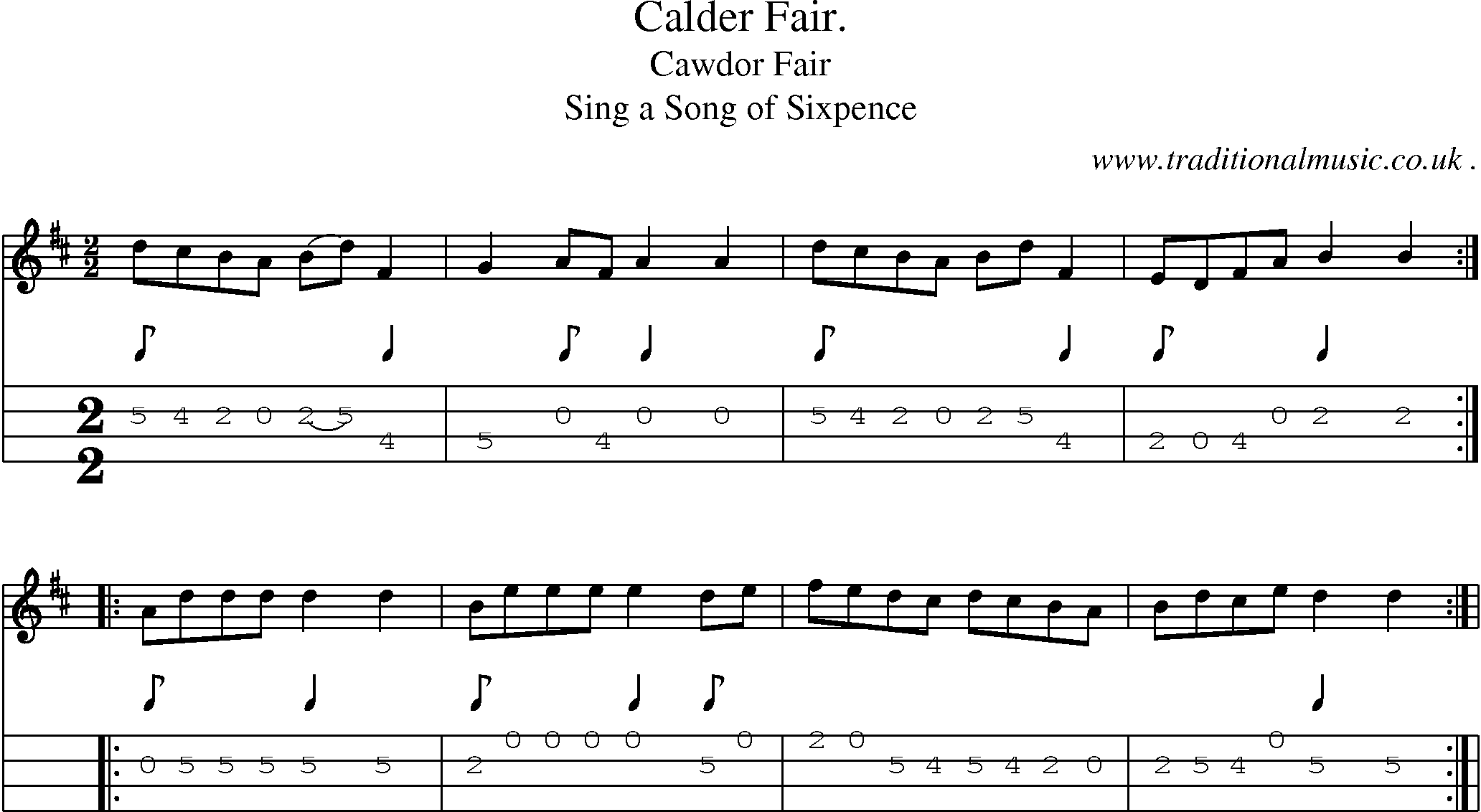 Sheet-Music and Mandolin Tabs for Calder Fair