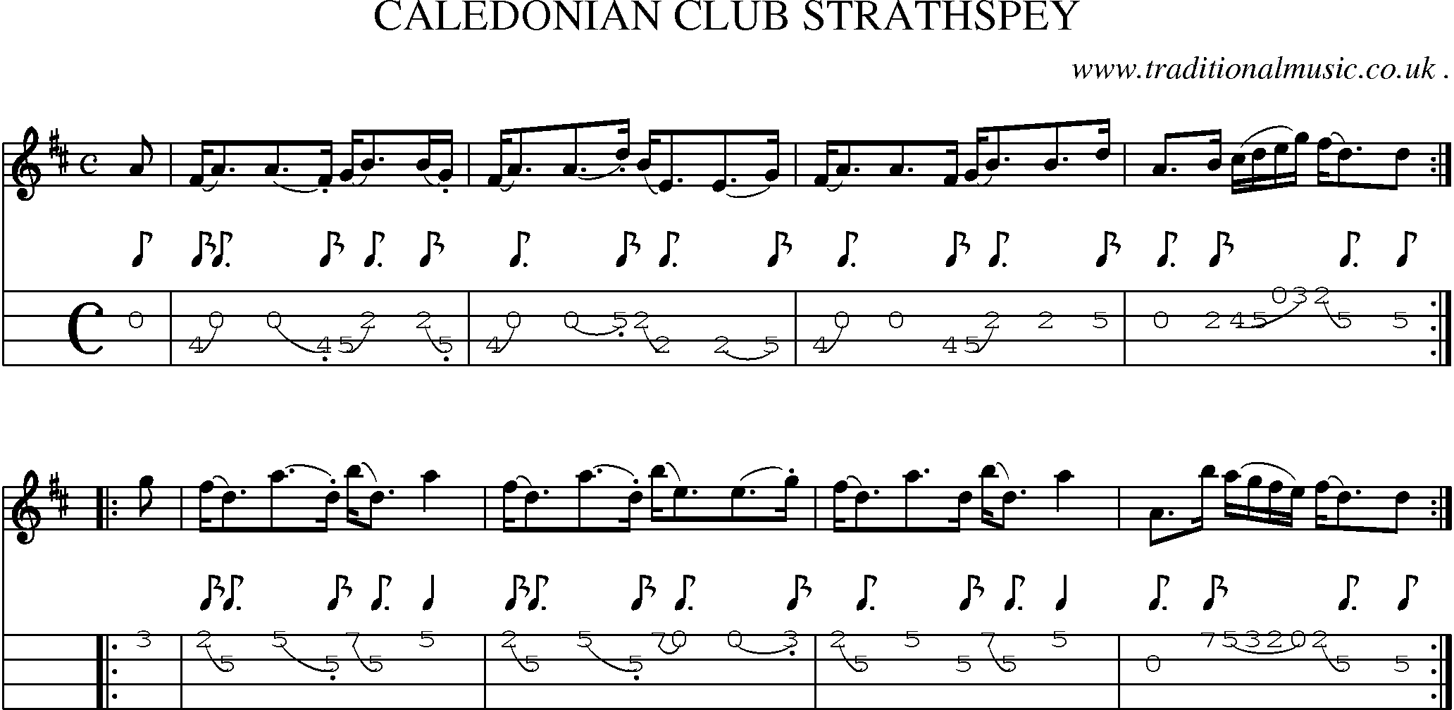 Sheet-Music and Mandolin Tabs for Caledonian Club Strathspey
