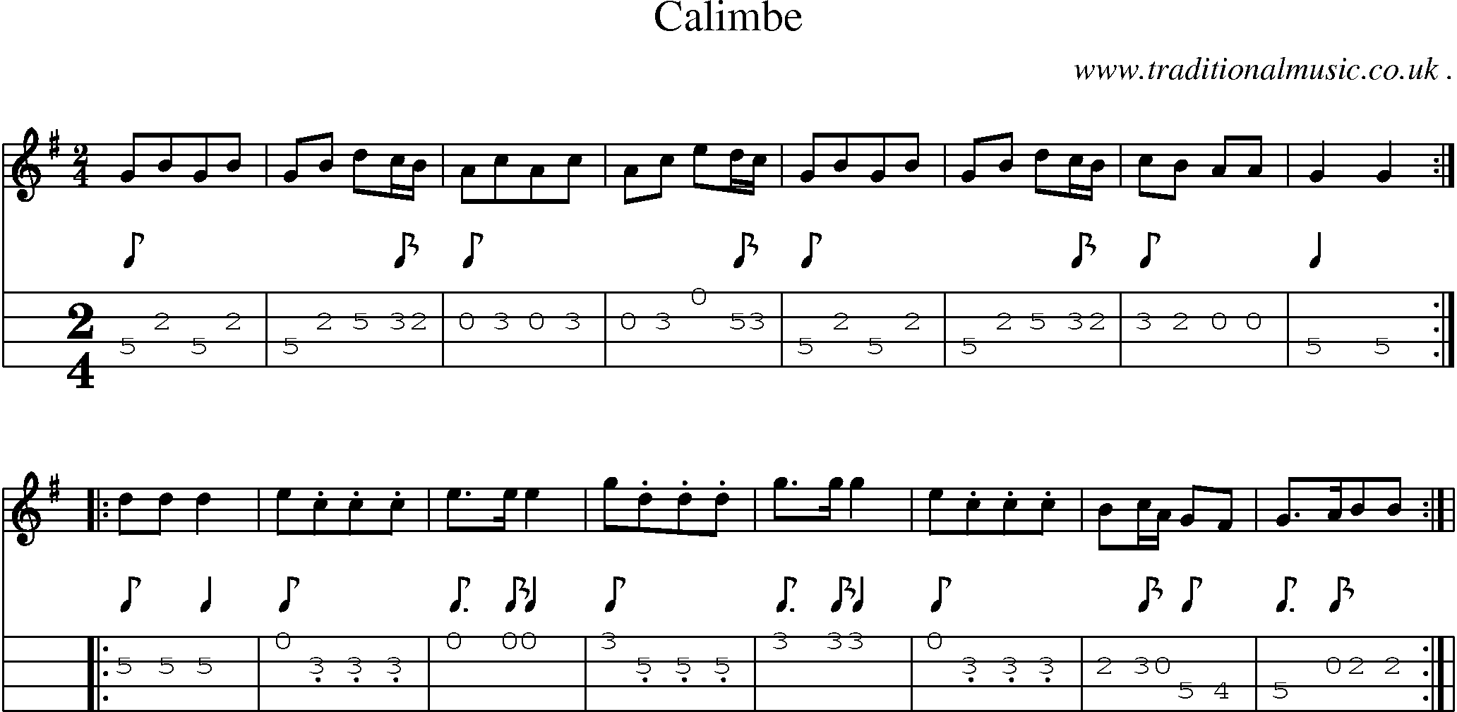 Sheet-Music and Mandolin Tabs for Calimbe