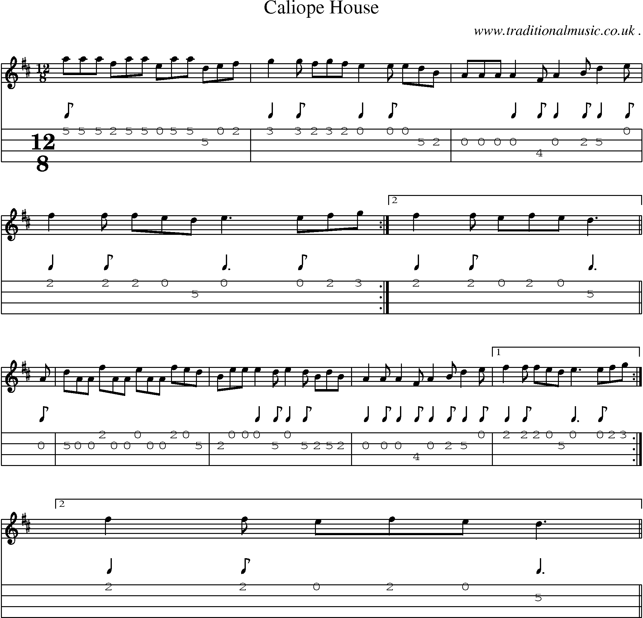 Sheet-Music and Mandolin Tabs for Caliope House