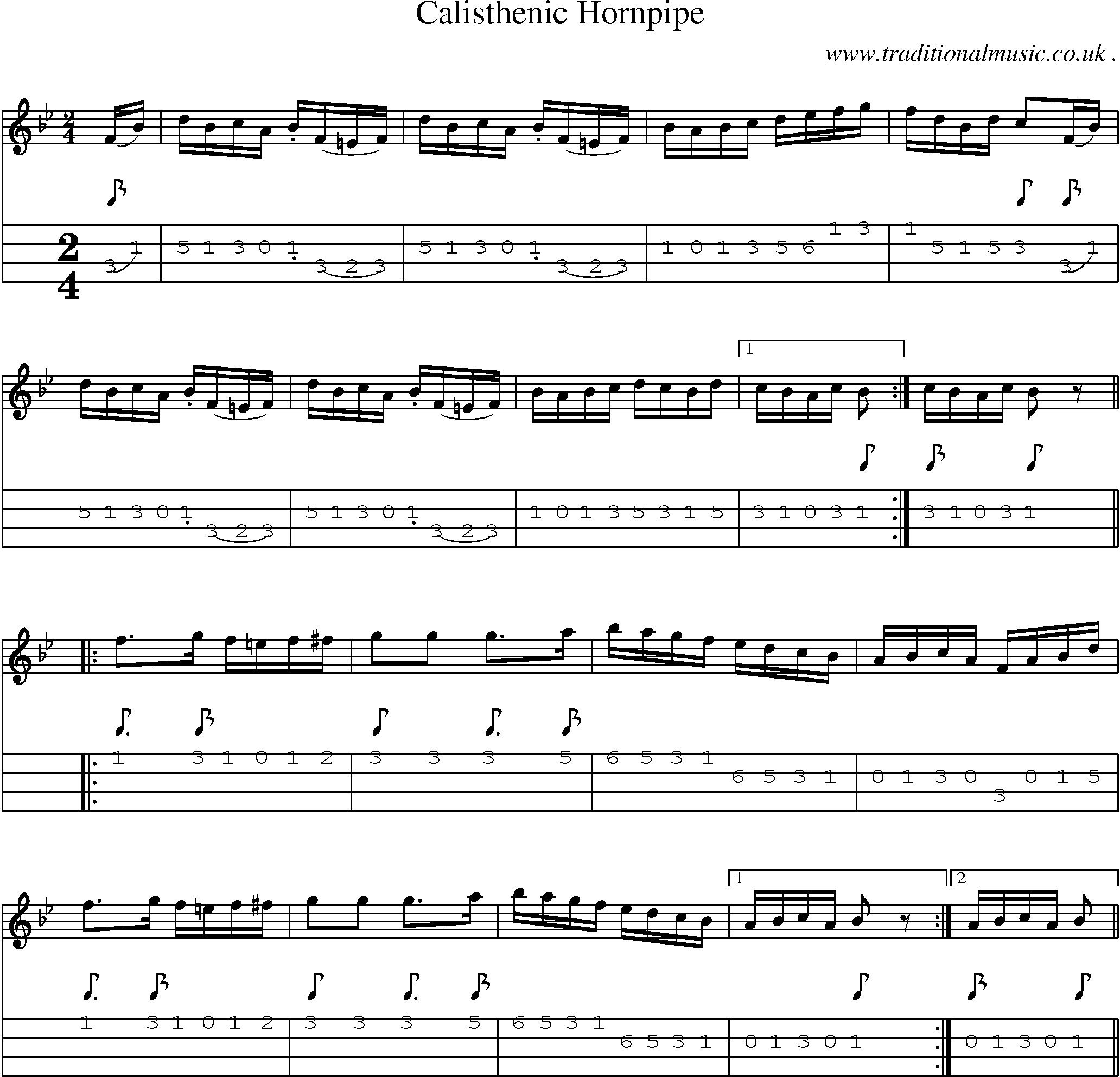 Sheet-Music and Mandolin Tabs for Calisthenic Hornpipe