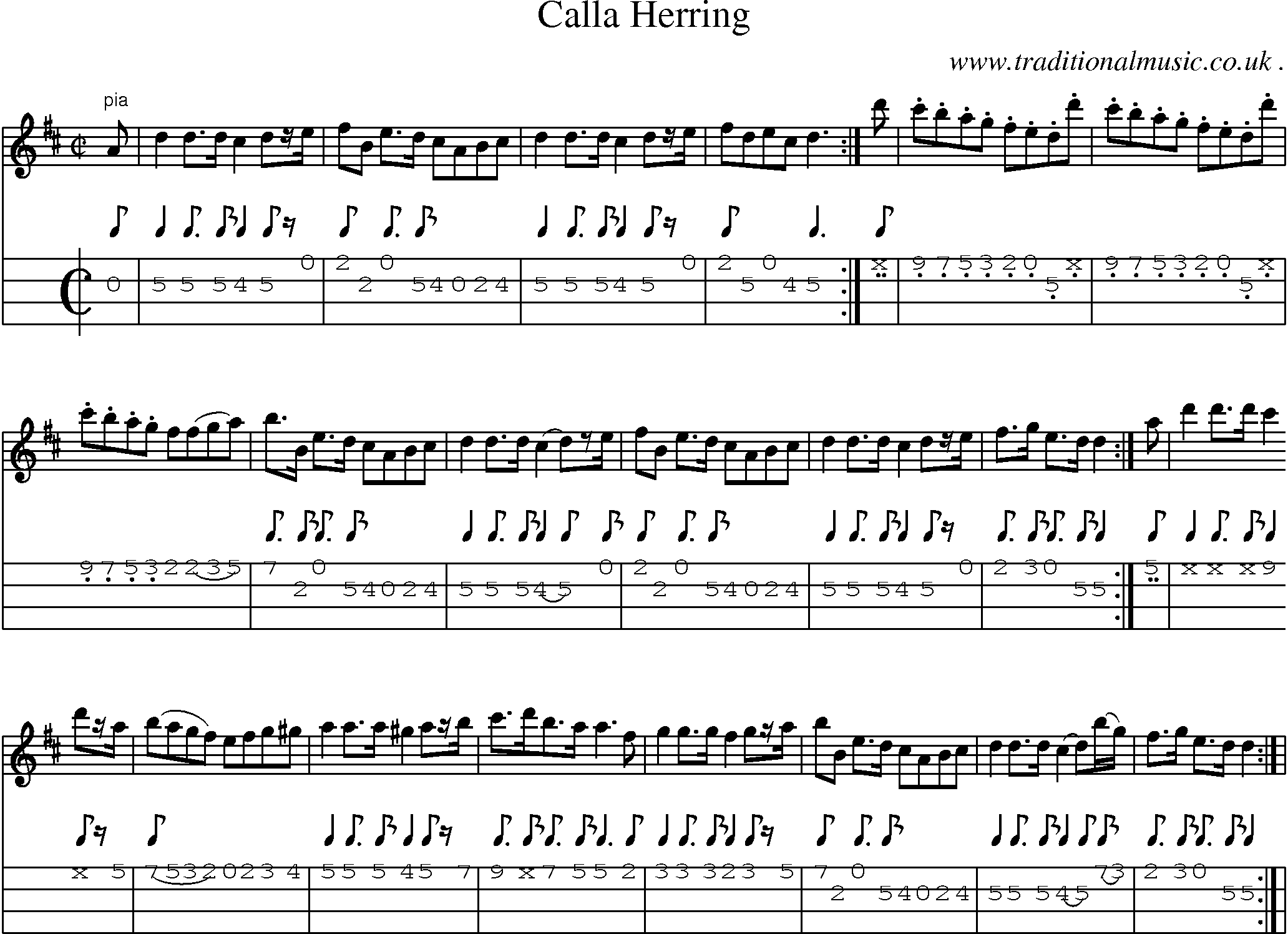 Sheet-Music and Mandolin Tabs for Calla Herring