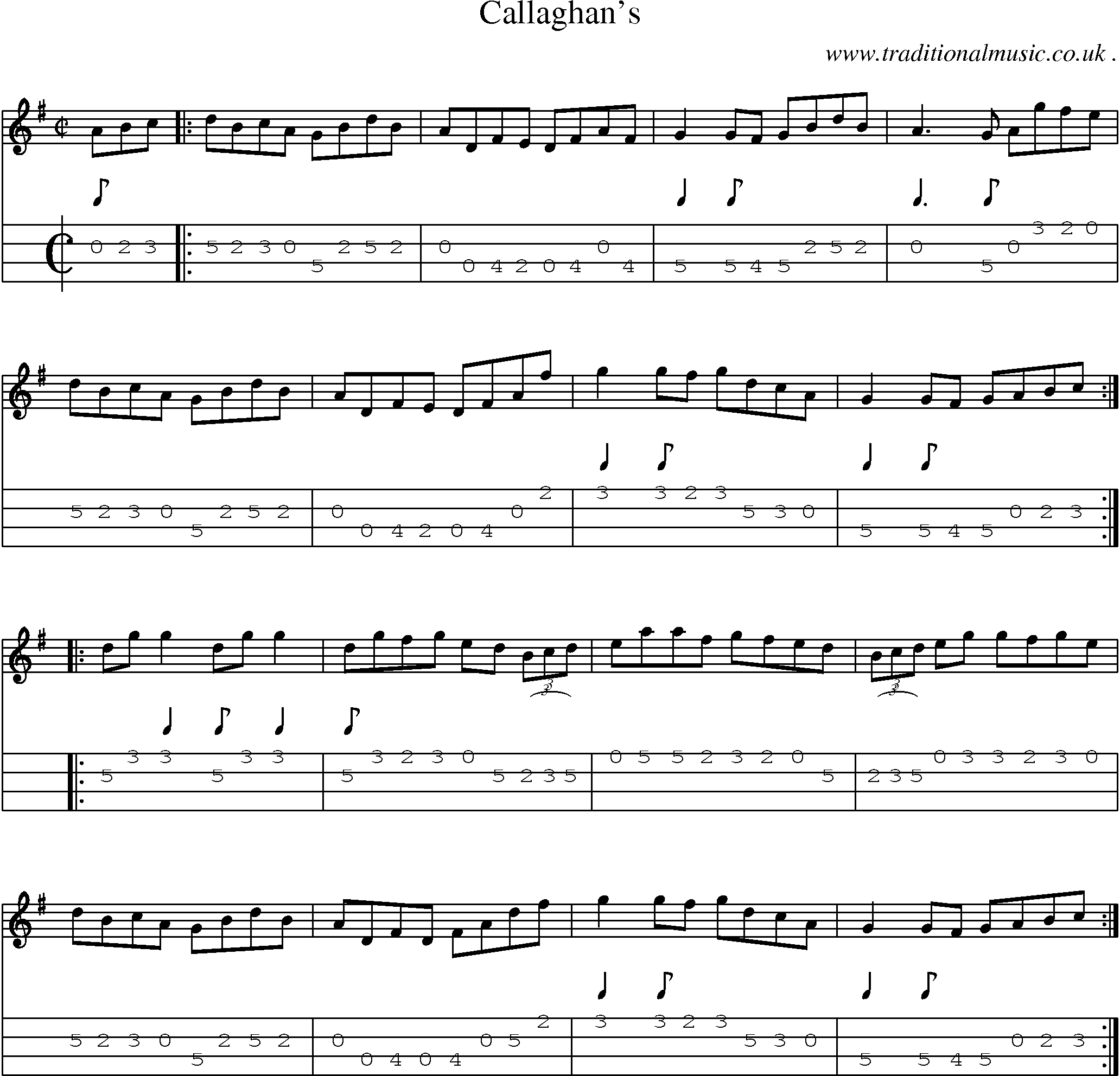 Sheet-Music and Mandolin Tabs for Callaghans