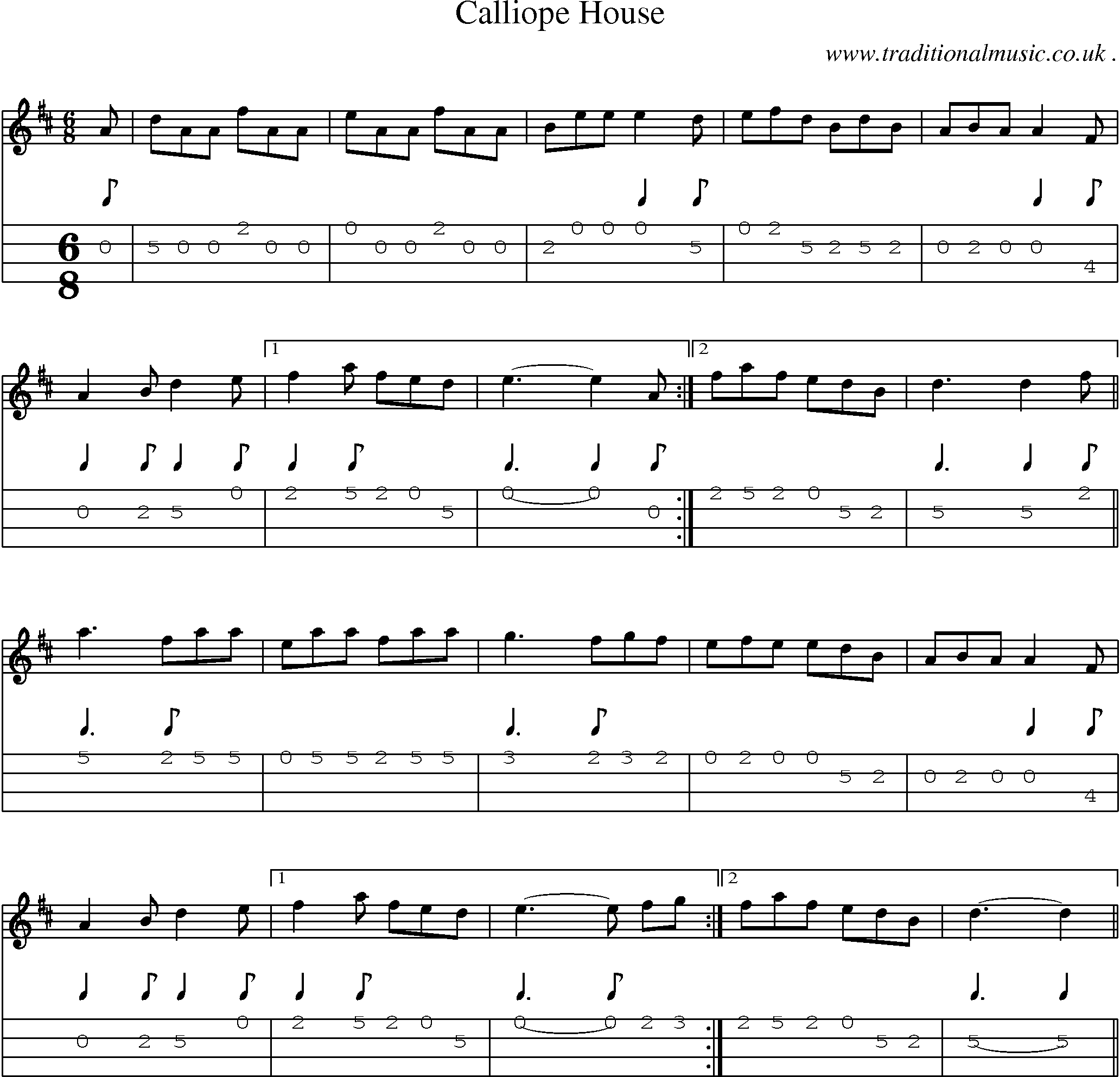 Sheet-Music and Mandolin Tabs for Calliope House