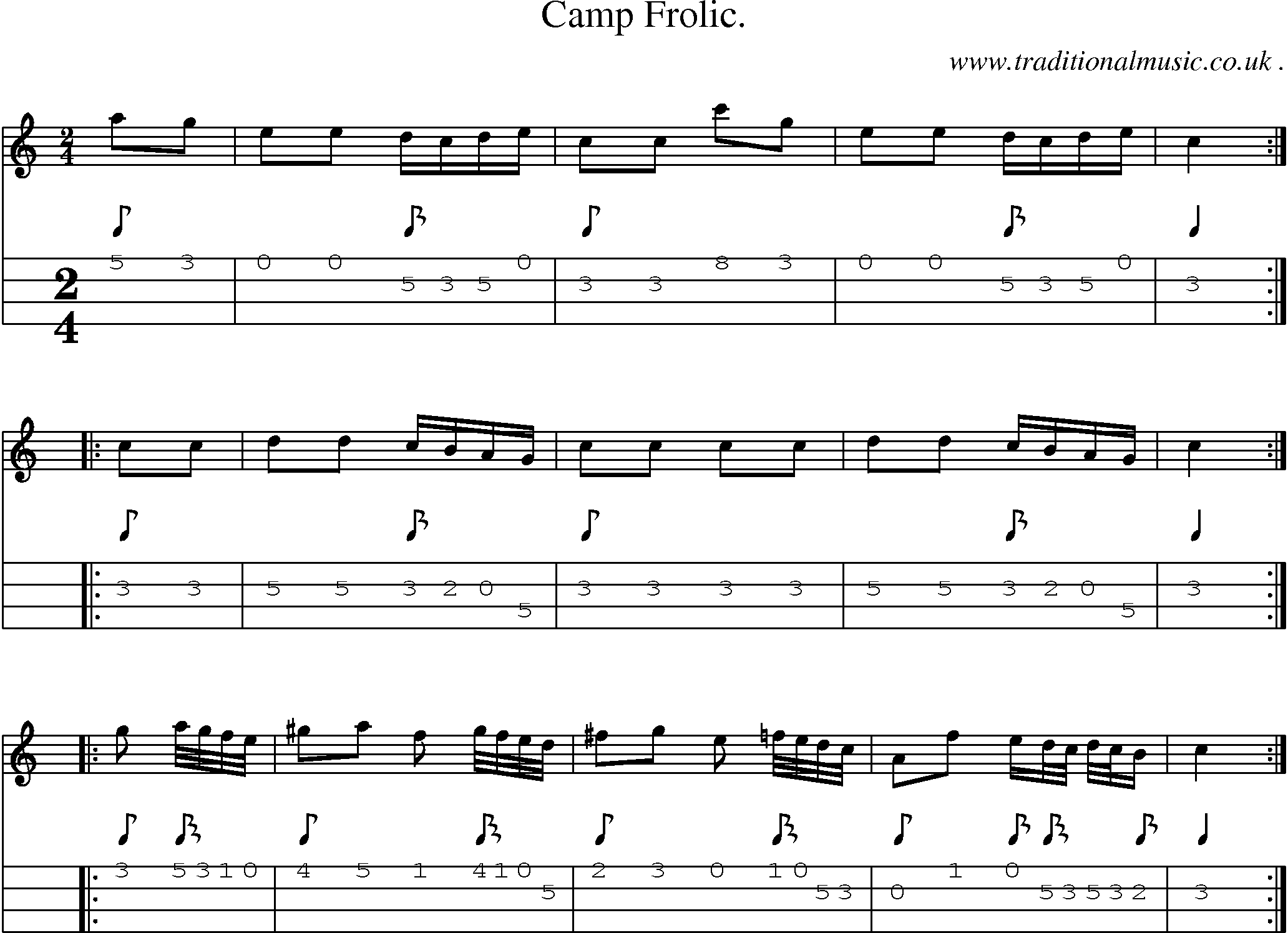 Sheet-Music and Mandolin Tabs for Camp Frolic