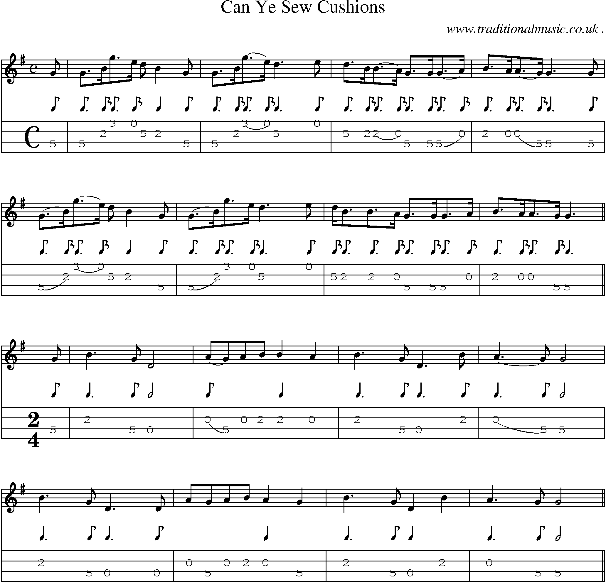 Sheet-Music and Mandolin Tabs for Can Ye Sew Cushions