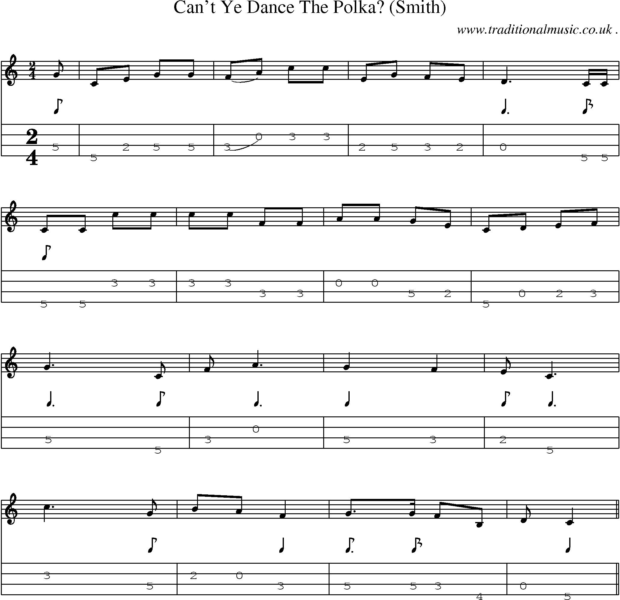 Sheet-Music and Mandolin Tabs for Cant Ye Dance The Polka (smith)