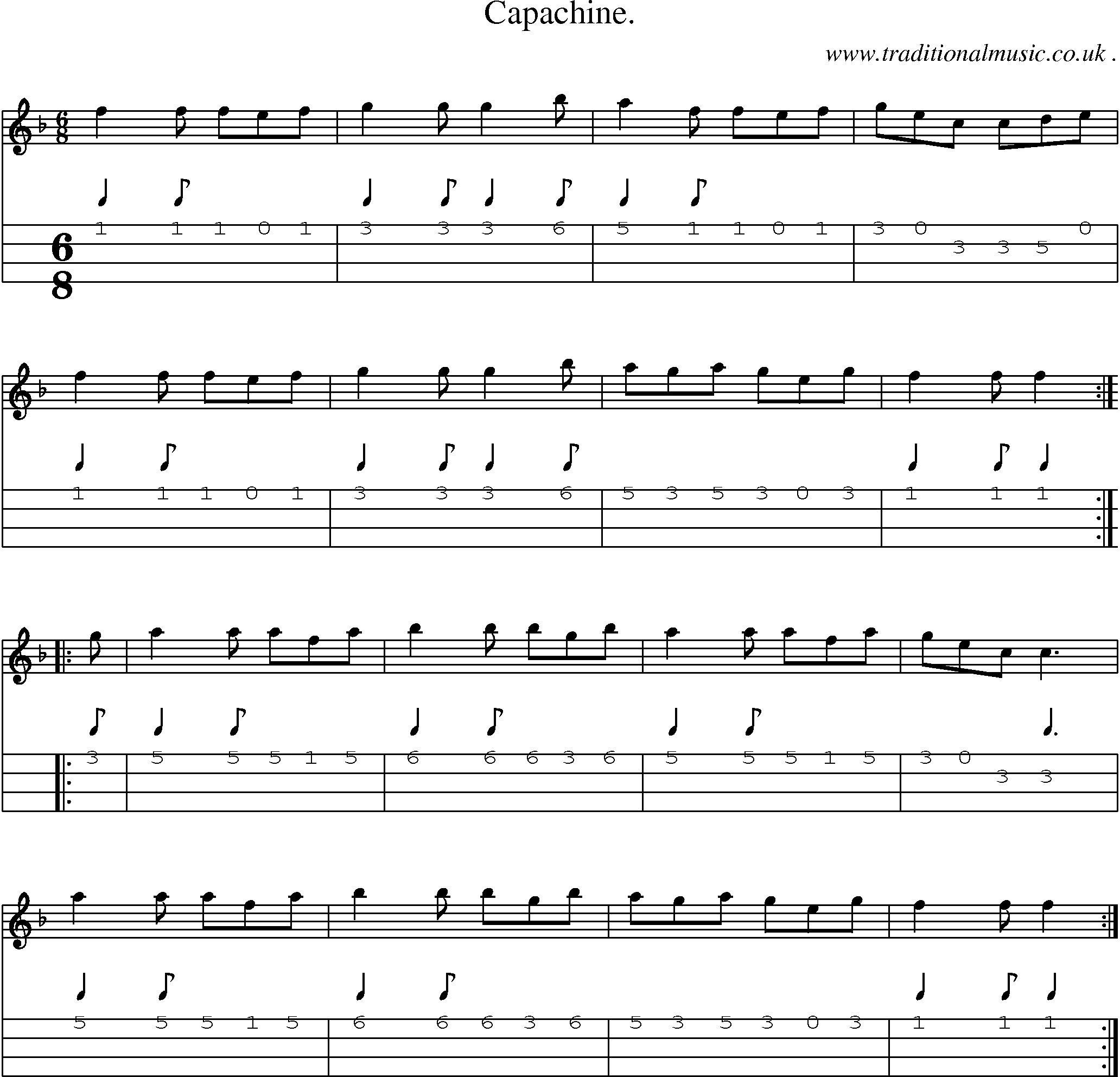 Sheet-Music and Mandolin Tabs for Capachine
